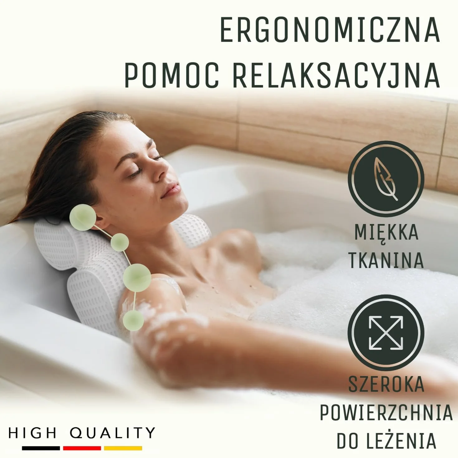 SilverRack Poduszka do wanny biała 4D z przyssawkami ergonomiczna