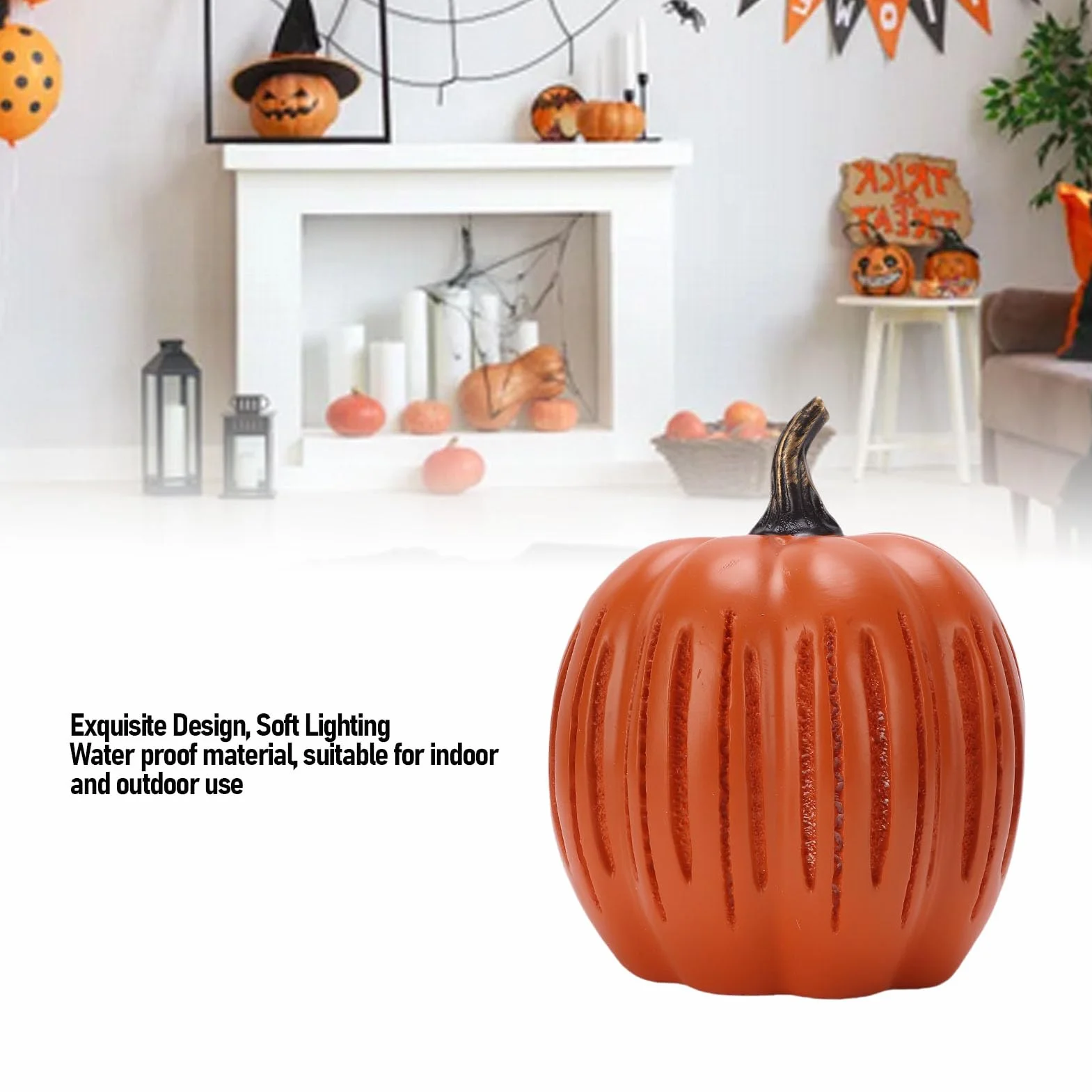 Luqeeg świecąca dynia wodoodporna ozdoba Halloween dekoracja na zewnątrz (S)