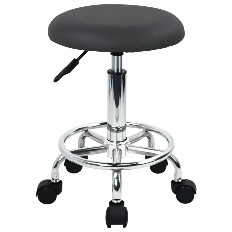 WKWKER Ergonomiczny stołek na kółkach PU skóra obrotowy regulacja wysokości czarny