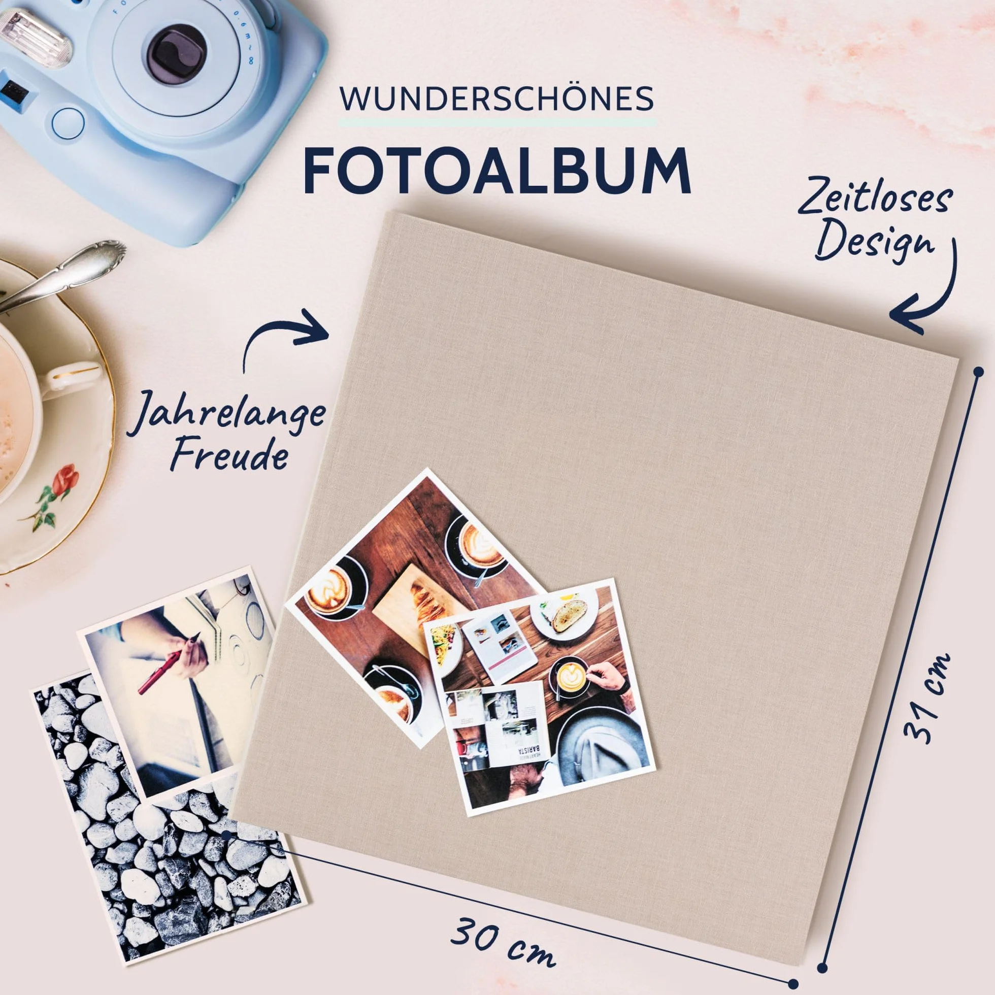 goldbuch 31605 album fotograficzny Summertime Trend 2, fotoksiążka ze 100 białymi stronami z pergaminem, album fotograficzny z lnianą oprawą, do 600 zdjęć, wysokiej jakości papier, beżowy, 30 x 31 cm