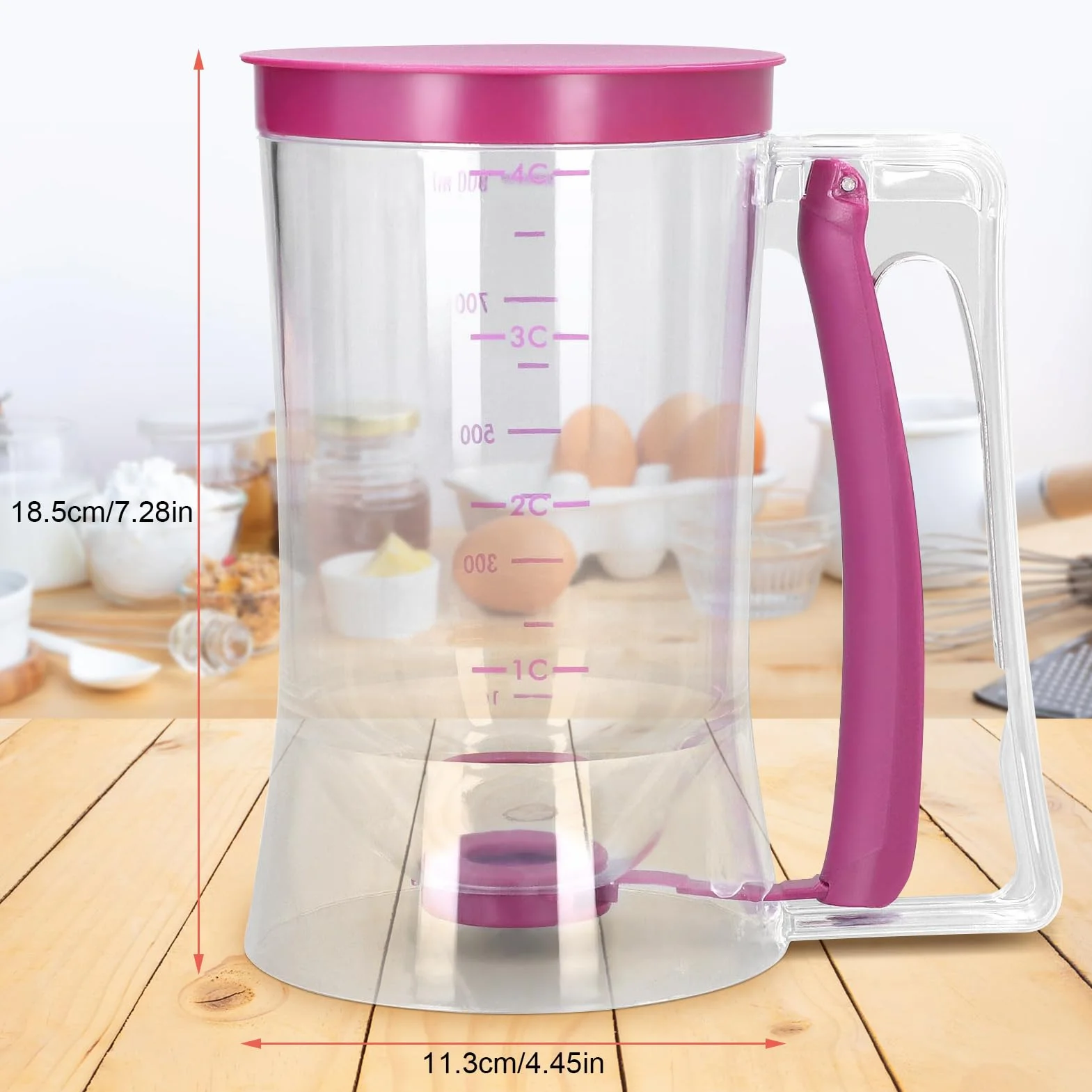 Cocoarm 900 ml dozownik ciasta z szerokim otworem i skalą pomiarową