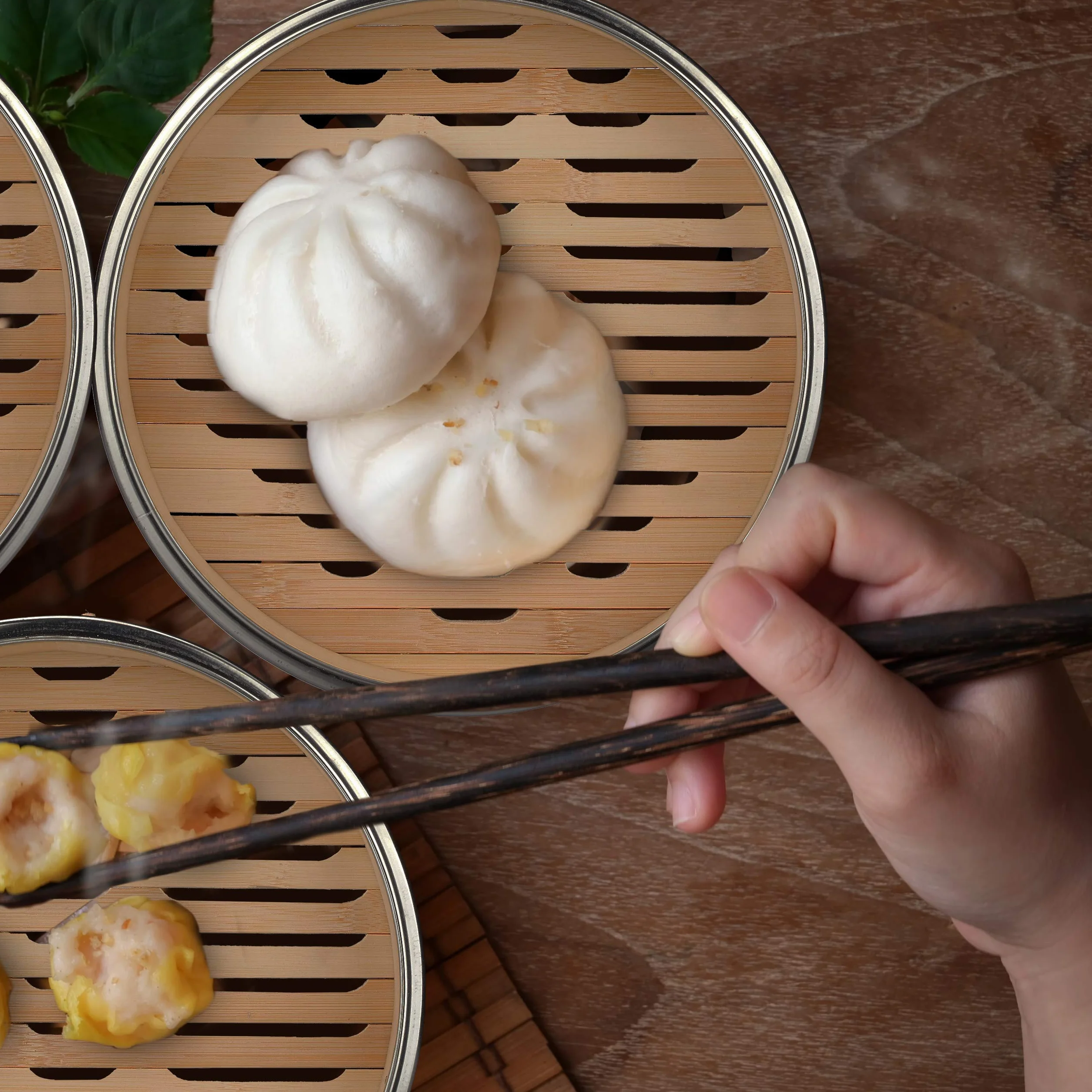 Relaxdays bambusowy parowar 3 poziomy Ø 24 cm azjatycki kosz parowy na ryż dim sum warzywa