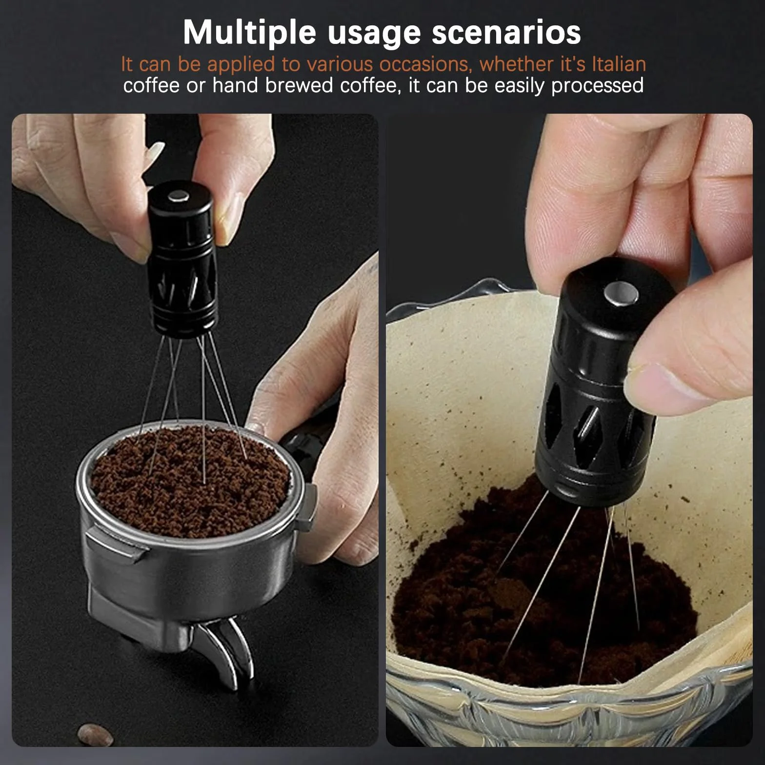 WDT Tool igła do espresso z 10 cienkimi igłami z uchwytem magnetycznym, tamper do kawy, akcesoria do kawy