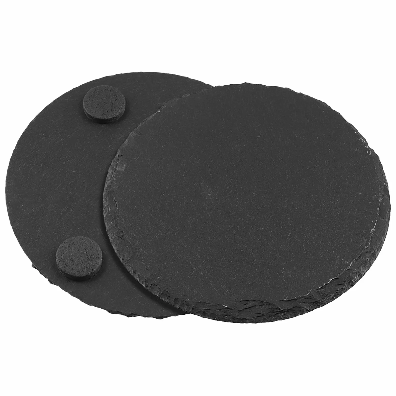 FUNSUEI Łupkowe podstawki pod napoje, zestaw 10 cm, okrągłe, kwadratowe, łupkowe, na napoje, filiżanki, do baru, szkła