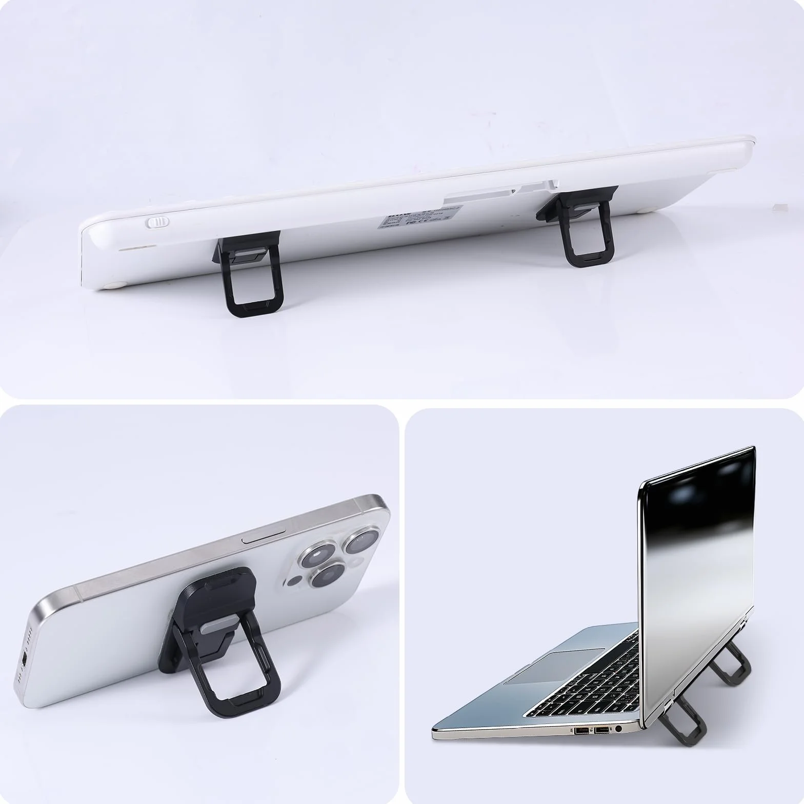 2 Szt. Podnośnik Klawiatury Przenośnej, Podwójny Kąt Nachylenia Miniaturowe Nóżki do Laptopa Podstawka Pod Klawiaturę Komputera Obrotowego Samoprzylepny Uchwyt na Laptopa do Biura (Czarny)