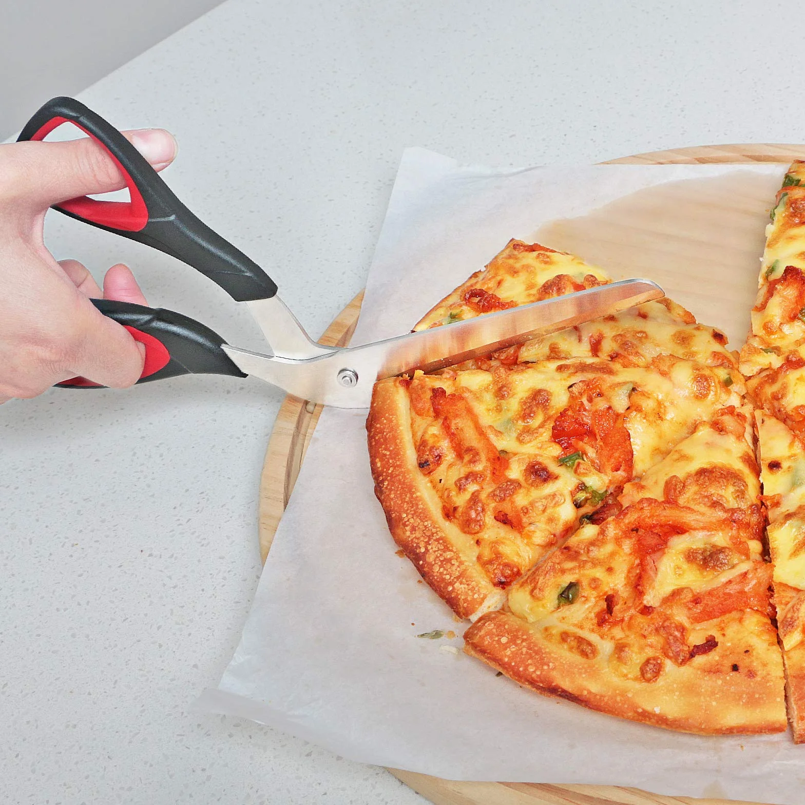 Nożyczki do pizzy ze stali nierdzewnej 27 cm, czarny/czerwony
