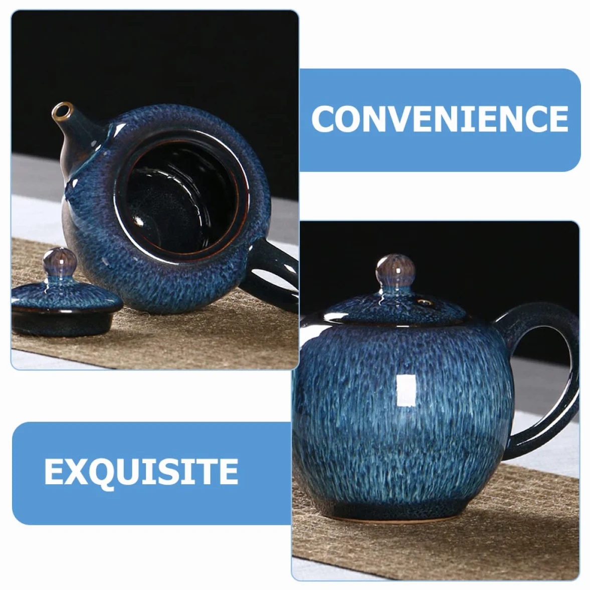 KICHOUSE Ceramic Teapot 300ml with Removable Stainless Steel Infuser for Loose Tea