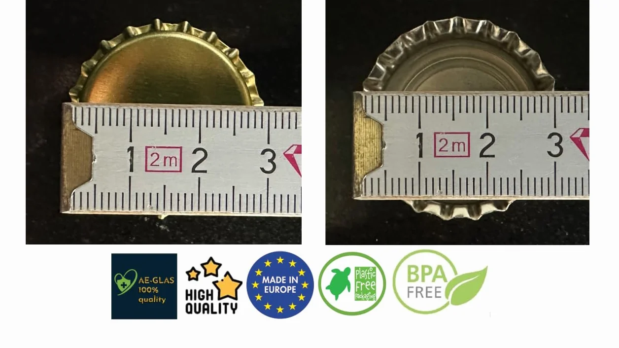 25, 50, 100 lub 125 szt. złote kapsle 26 mm nietłoczone – do butelki piwa, lemoniady i wszelkich standardowych butelek