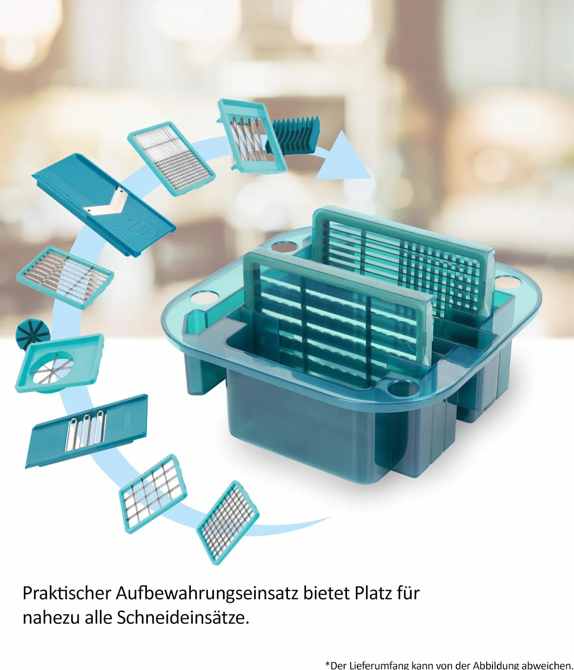 Genius Nicer Dicer Chef Professional zestaw akcesoriów do krojenia warzyw, 5-częściowy zestaw akcesoriów do krojenia warzyw, wkładka do przechowywania, wkładki do noży, ochrona noży,