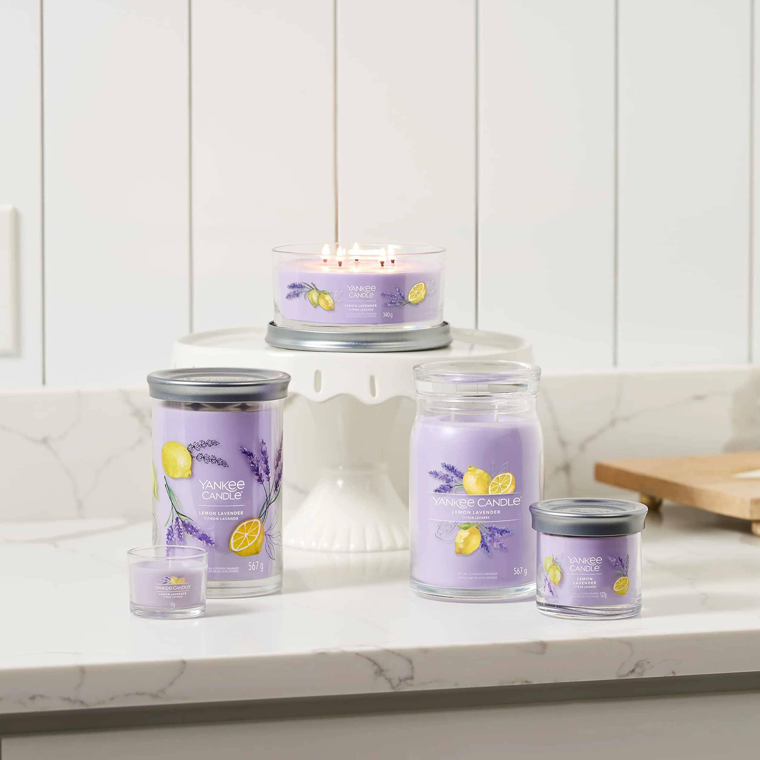 Yankee Candle Podpis świeca zapachowa | Lemon Lavender Large Jar Candle z podwójnymi knotami | mieszanka wosku sojowego długo paląca się świeca