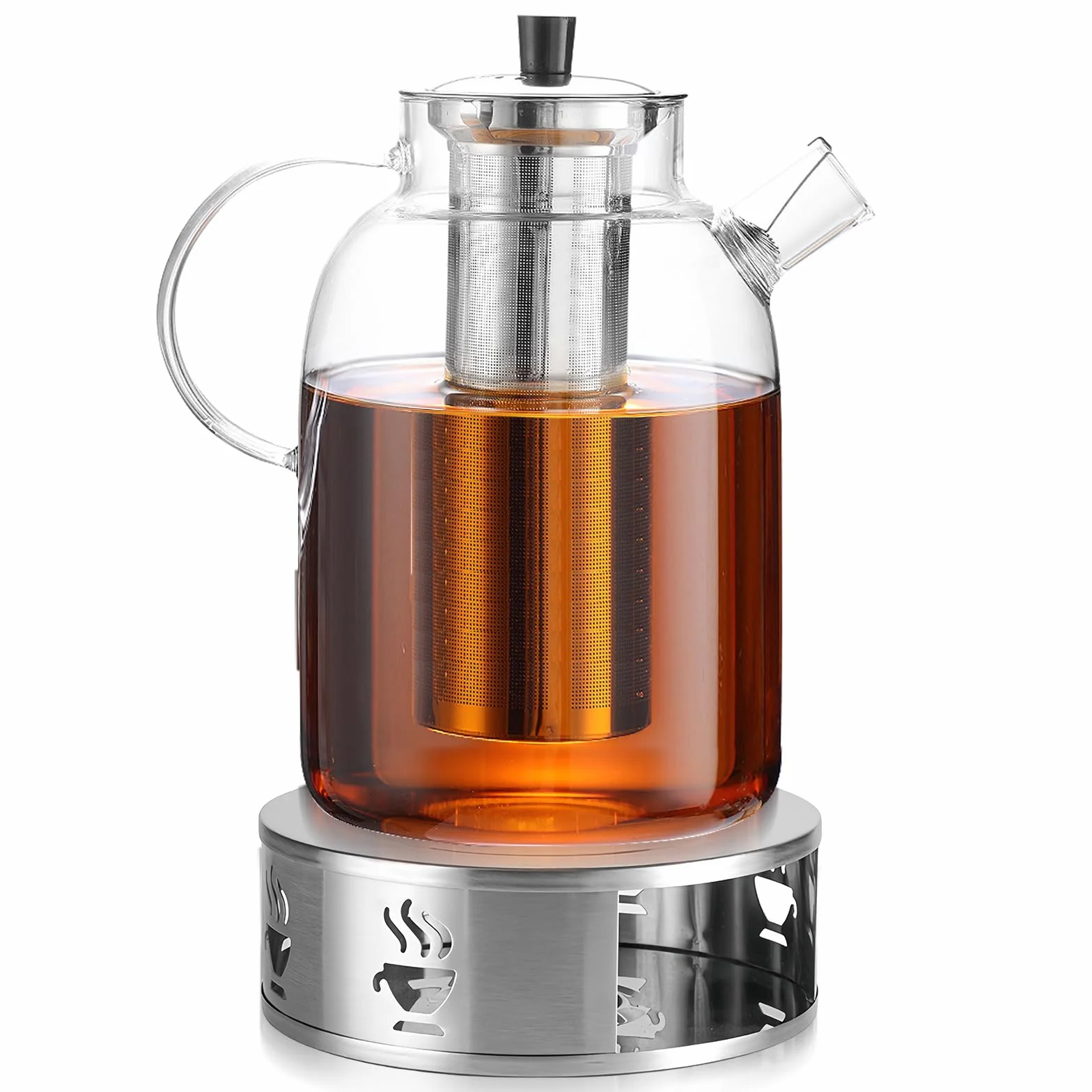BAIFULAI Czajniczek ze szkła borokrzemowego 1,8 l, stal nierdzewna, filtr do herbaty