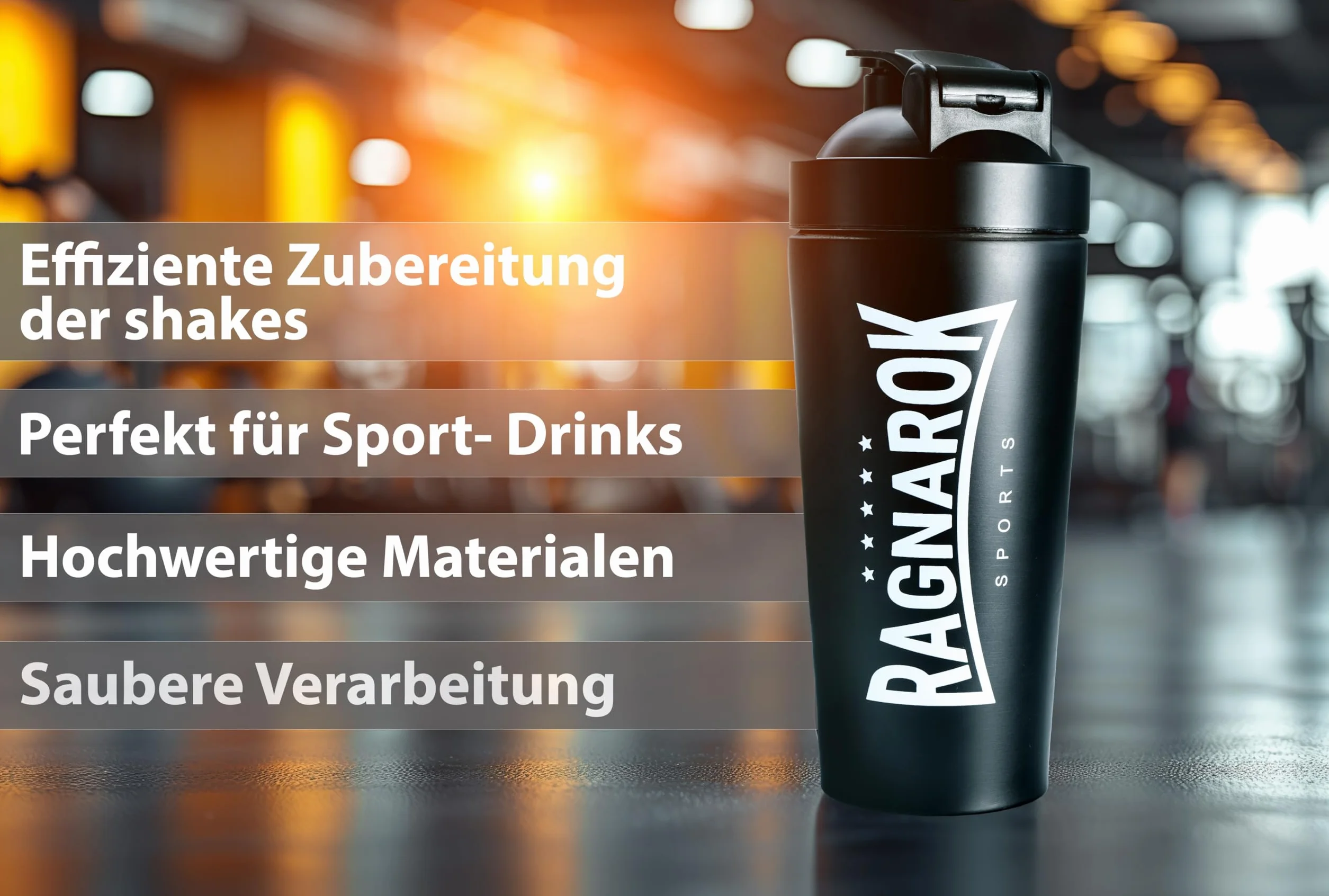 RAGNAROK Stal szlachetna Shaker Protein 750 ml metalowy butelka na napoje z kulką Sport Fitness
