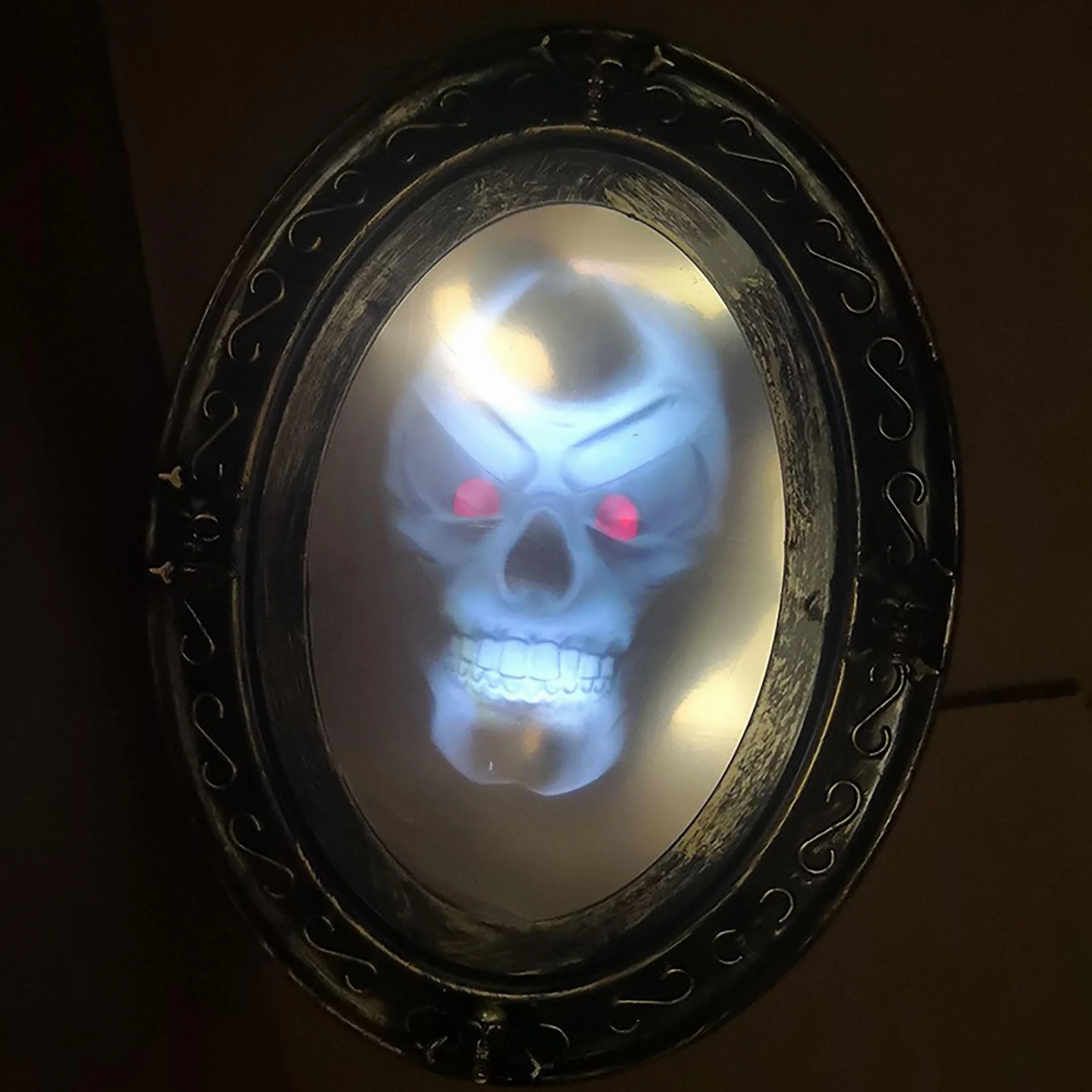 Owalne Nawiedzone Lustro Halloween z Czujnikiem Ruchu Dźwięk Obraz Czarno-Złote