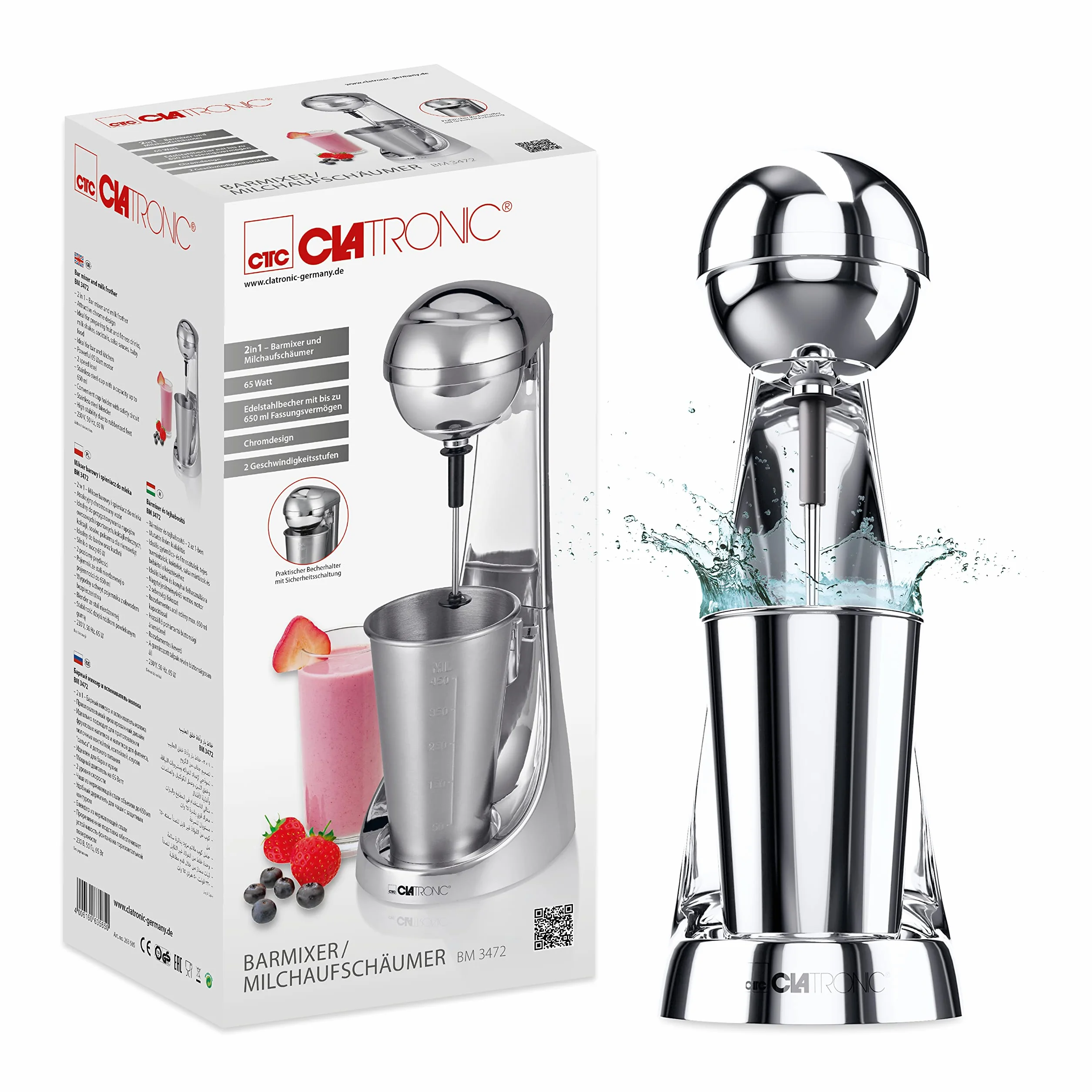 Clatronic Mikser barowy i spieniacz do mleka 650 ml 65 W