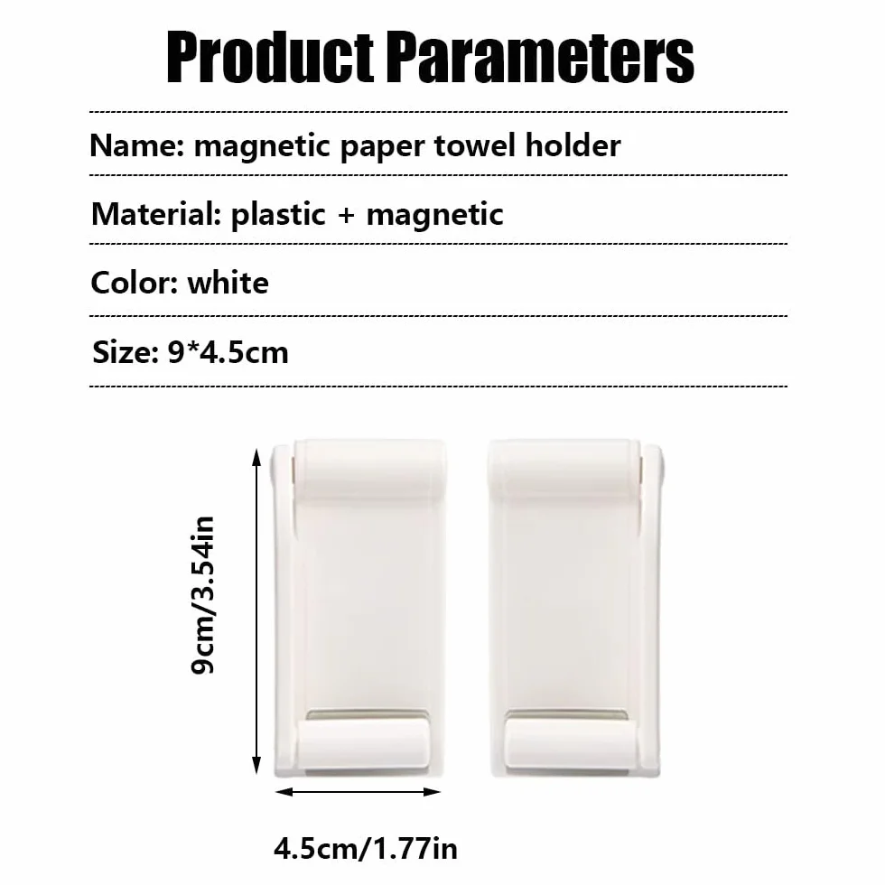 Magnetyczny uchwyt na rolkę na lodówkę, ścienny uchwyt na papier Scottex, bez wiercenia, regulowany magnetyczny uchwyt na papier toaletowy do łazienki, kuchni lub sypialni, biały
