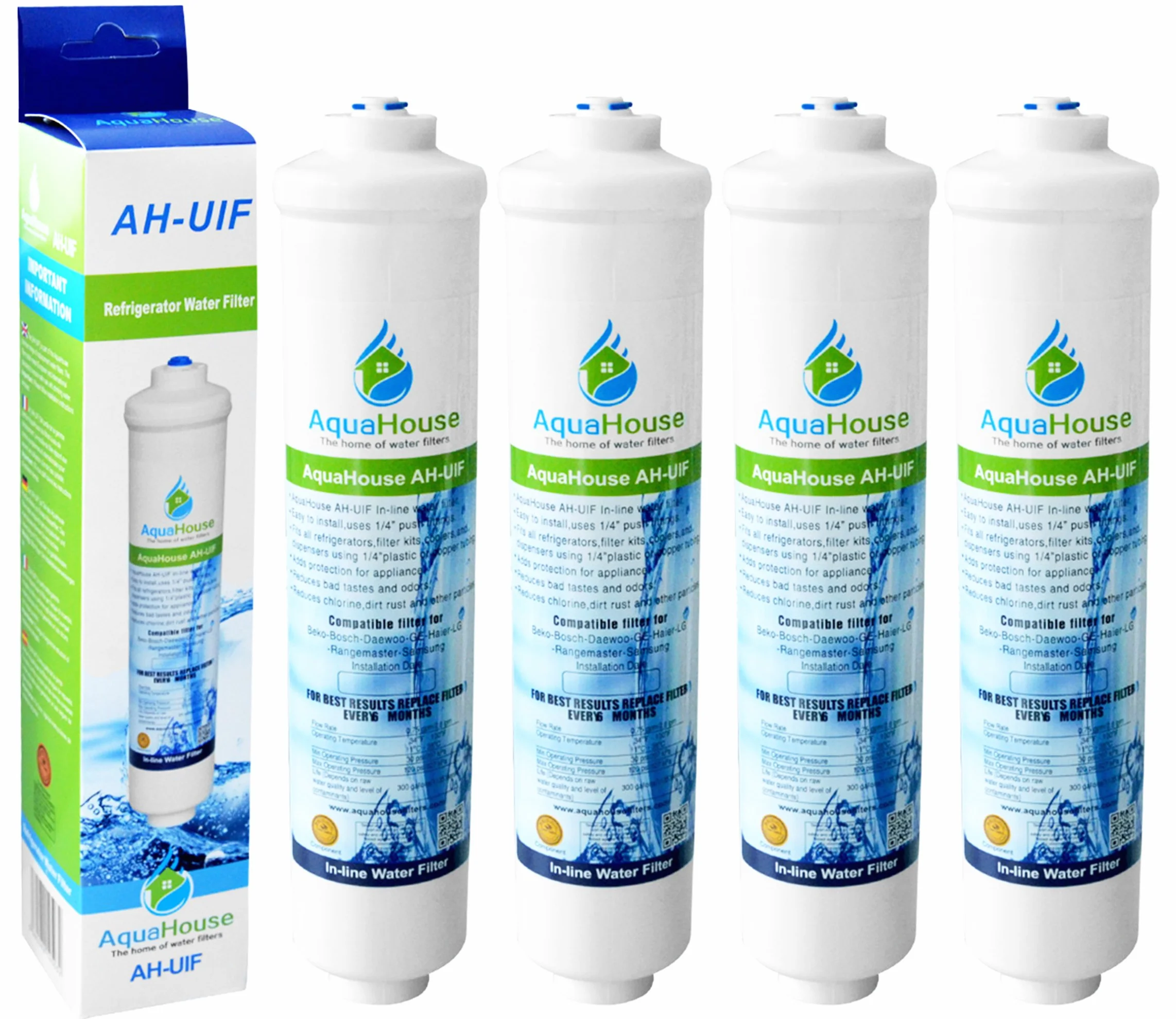 AquaHouse AH-UIF uniwersalny filtr wody do lodówki, pasuje do urządzeń marki Samsung, LG, Rangemaster, Beko, Haier itp.
