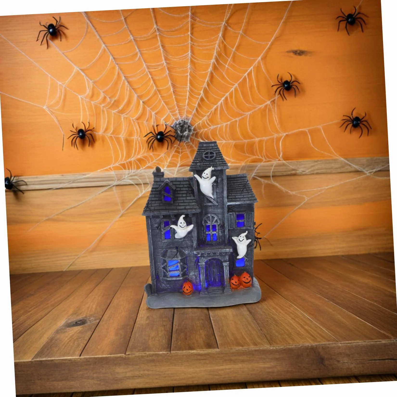 iplusmile LED Świecąca Figurka Strasznego Domu Strachów Dekoracja Stołowa z Żywicy Halloween Świetlna Ozdoba Przyjęcie i Dekorację Wioski Duchów