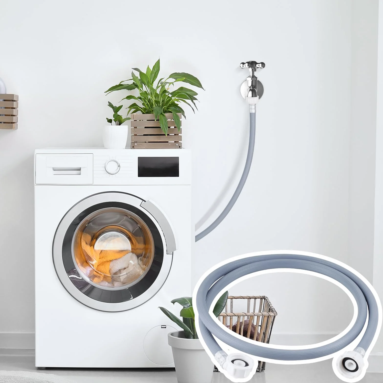 twoonto Washing Machine Inlet spodnie do pralek, wąż dopływowy 1 m, uniwersalny wąż dopływowy do pralek i zmywarek, wąż doprowadzający wodę 3/4 cala