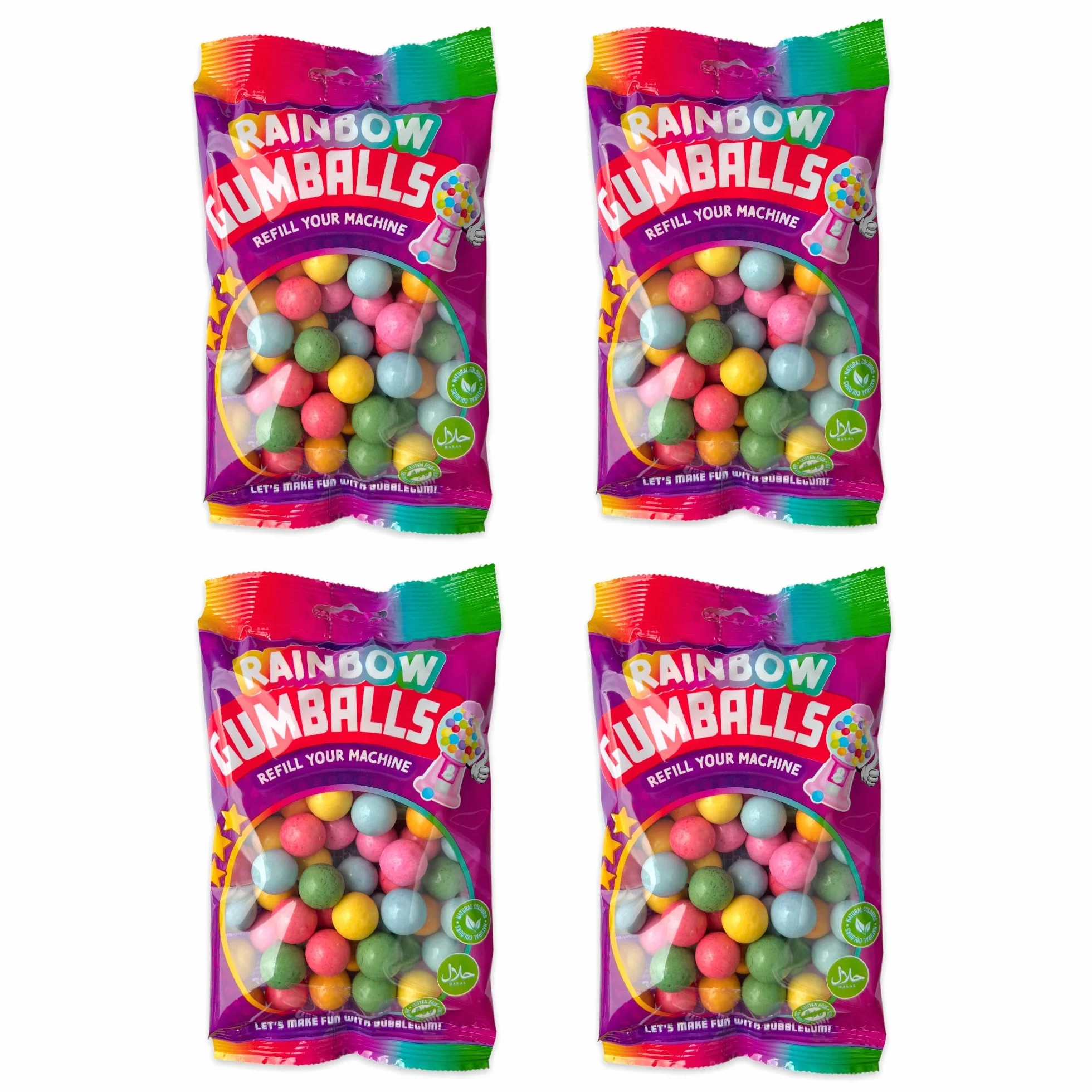 800 g gumy uzupełniające do dozownika gumy do żucia, maszyna do żucia, maszyna do żucia, guma do żucia, naturalne barwniki, bezglutenowe, halal (4 x 200 g gumy do żucia)