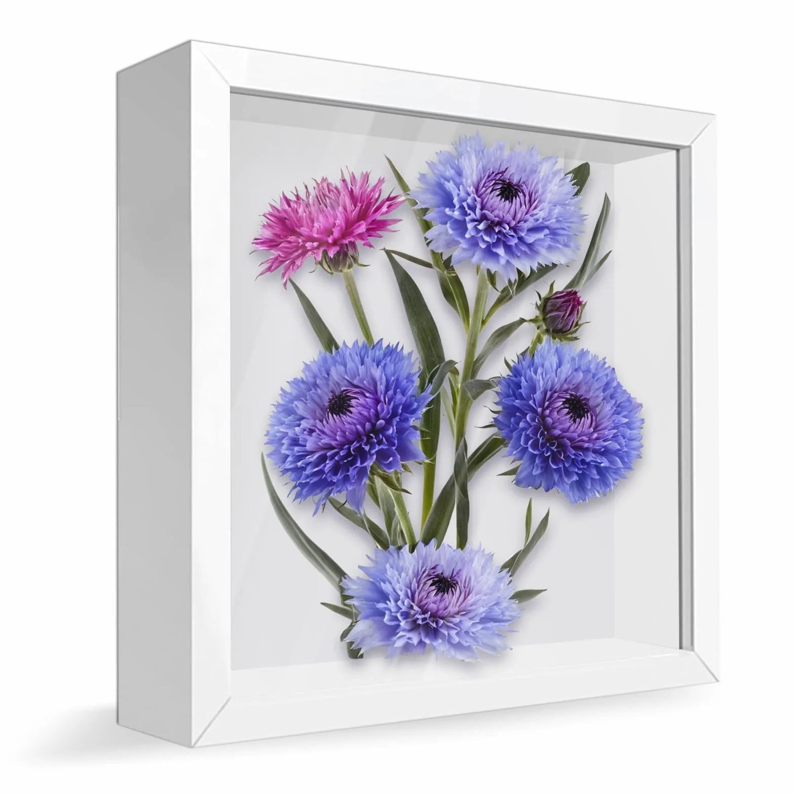 Głęboka ramka na zdjęcia do wypełnienia, 22,5 x 22,5 cm, ramka 3D, ramka na zdjęcia, kolaż, bukiet panny młodej, dekoracja ścienna - biała
