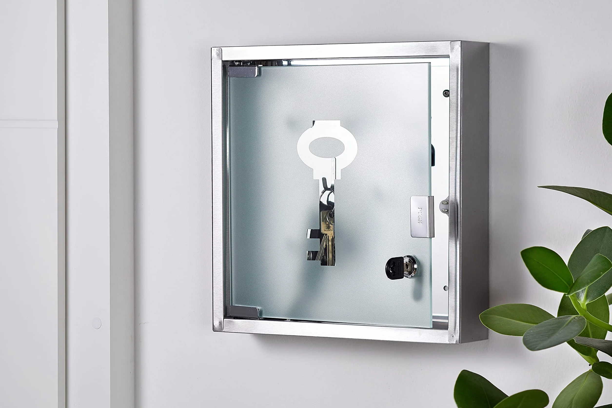 Zeller szafka na klucze 30 x 6 x 30 cm stal nierdzewna szkło