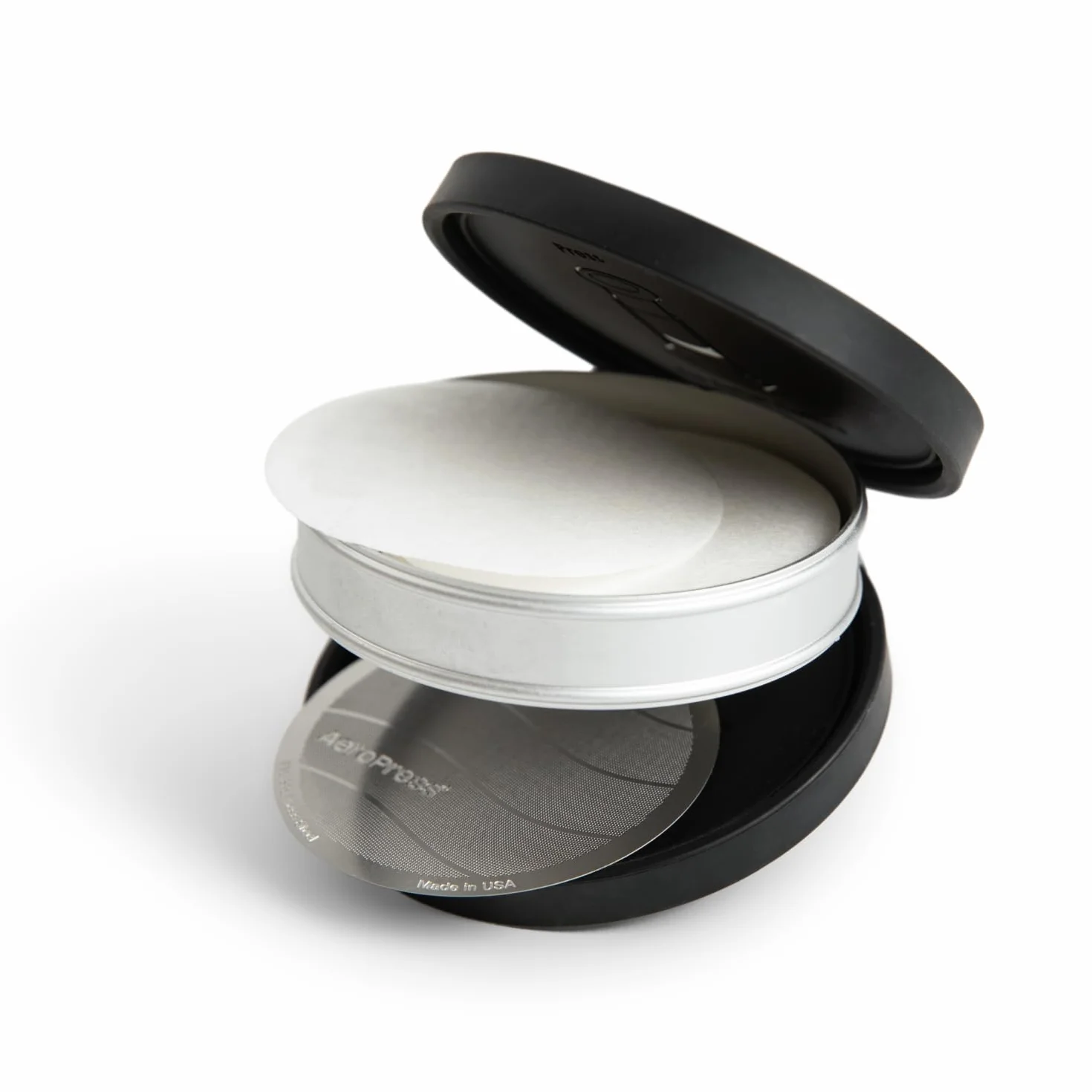 AeroPress Podróżny uchwyt na filtr do kawy, dwukomorowy futerał filtrujący do kawy na filtry AeroPress Standard i XL, wodoodporny aluminiowy pojemnik na filtry papierowe i metalowe, kompaktowy i