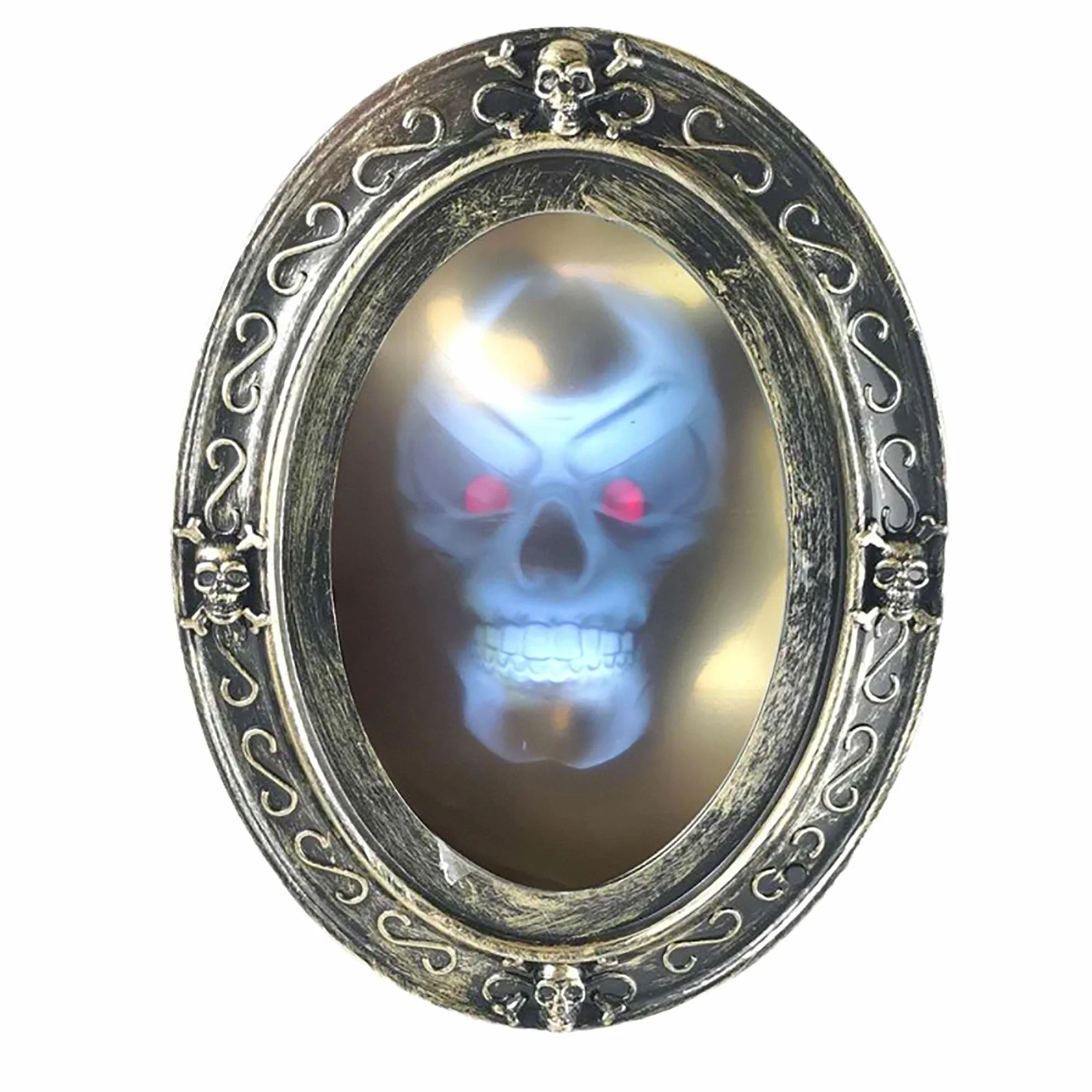 Owalne Nawiedzone Lustro Halloween z Czujnikiem Ruchu Dźwięk Obraz Czarno-Złote