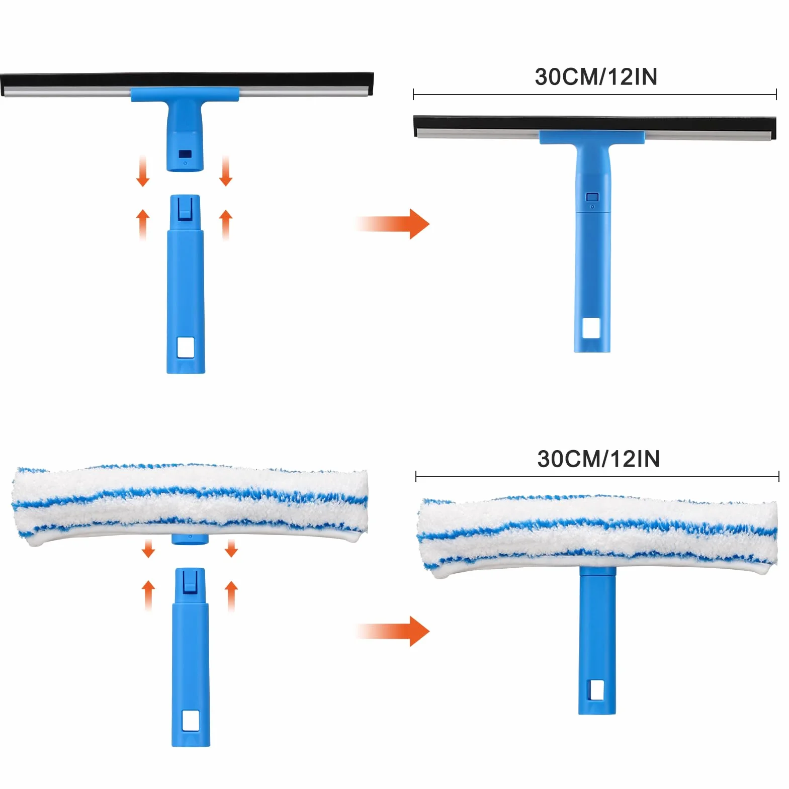 Mitclear Zestaw do Czyszczenia Okien 30cm Silikonowa Ściągaczka Myjka z Mikrofibry