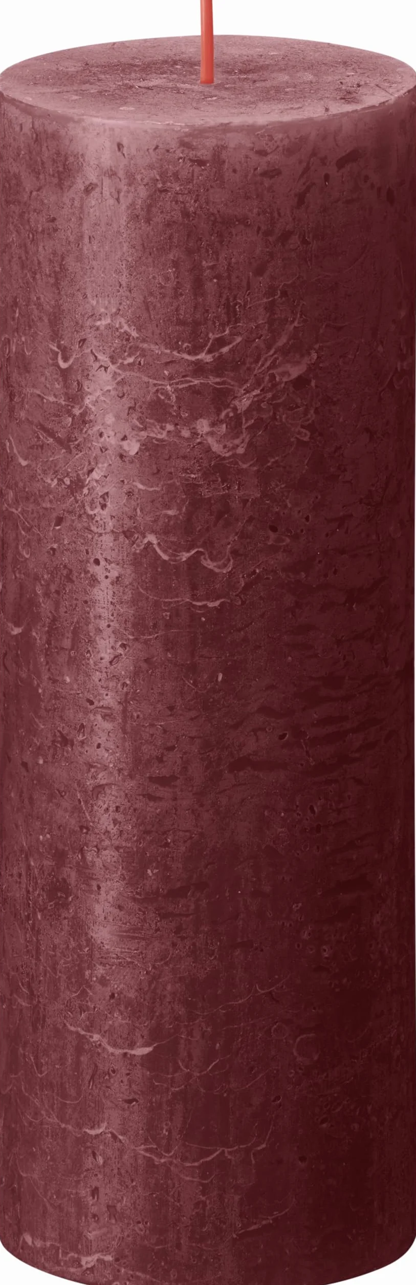 Bolsius Rustykalna świeca filarowa, ciemnoczerwona, 4 sztuki, długi czas palenia 85 godzin, świeca domowa, dekoracja wnętrz, bezzapachowa, naturalny wegański wosk, bez oleju palmowego, 19 x 7 cm