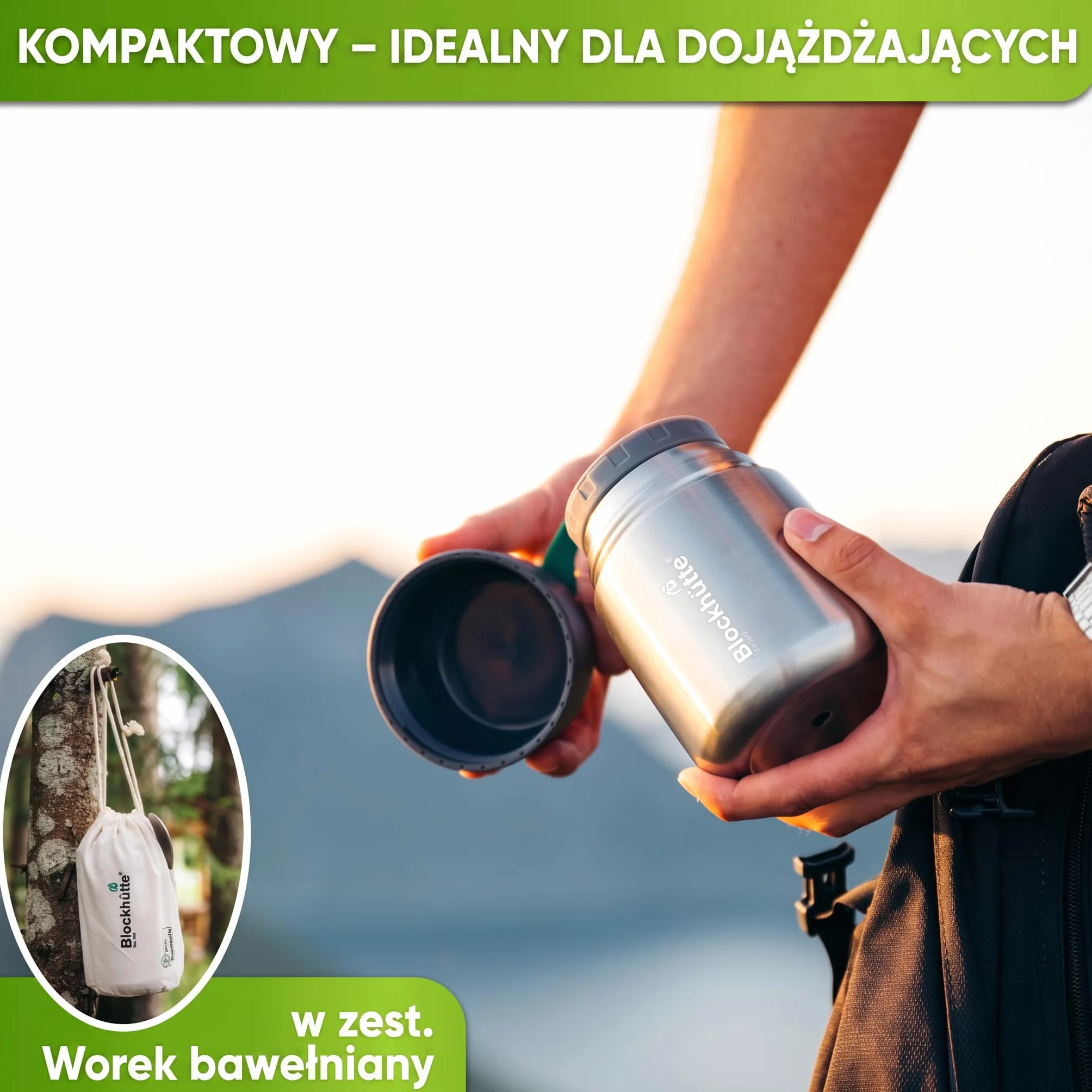 Blockhütte Kubek termiczny na żywność, 530 ml, ze stali nierdzewnej, dla dzieci, bez BPA, szczelny, z zaworem antypróżniowym, nadaje się do mycia w zmywarce