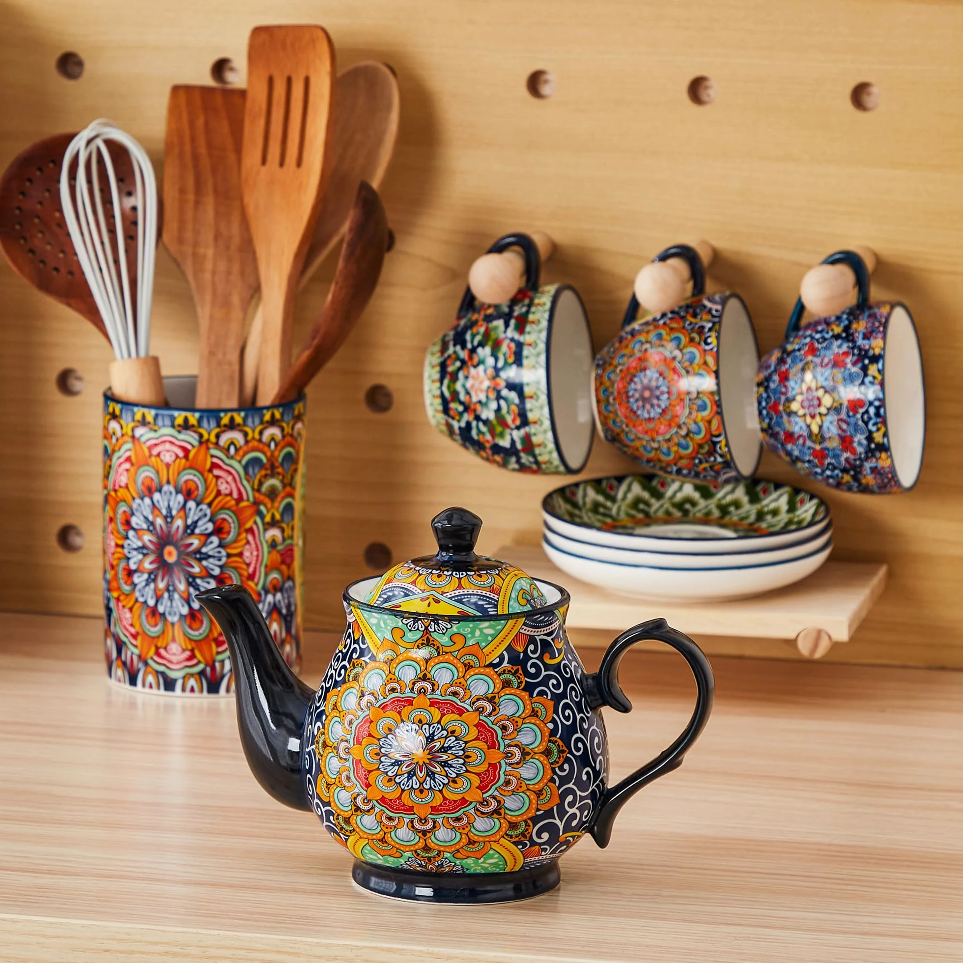 vancasso SIMI dzbanek do herbaty, 900 ml, porcelanowy dzbanek do herbaty, regał Bloom
