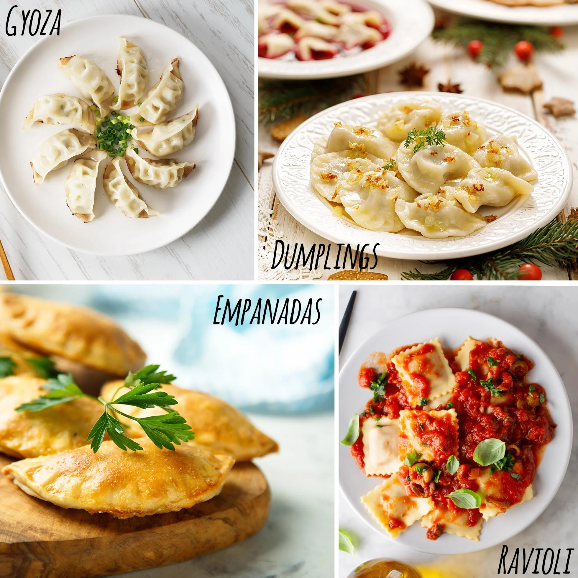 Plantvibes Zestaw 3 foremek do wycinania ravioli, 3 piękne foremki do ravioli z drewnianym uchwytem, pieczątka do ravioli i