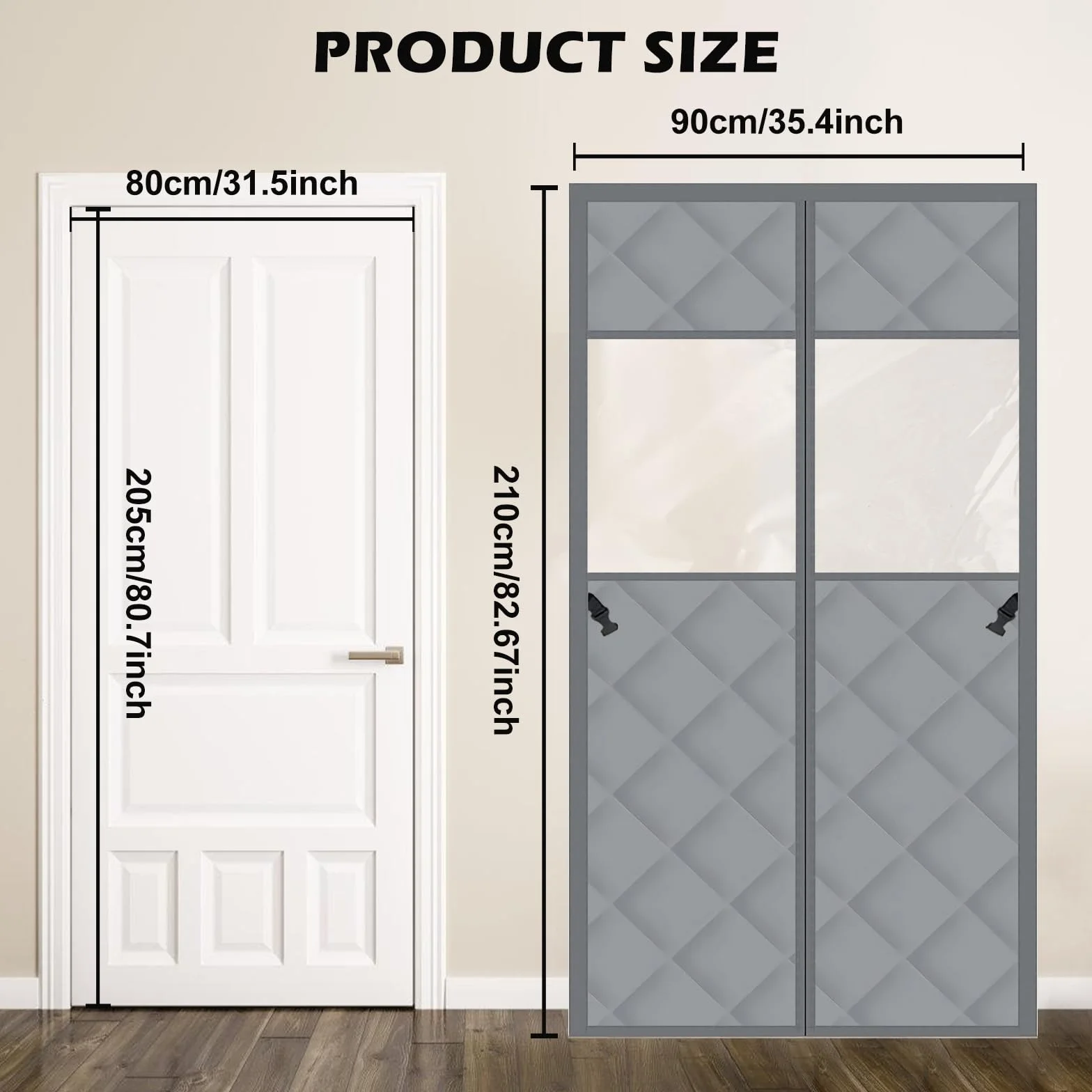 SUNOYA Magnetyczna zasłona termiczna na drzwi 90 x 210 cm wiatroszczelna wodoszczelna przezroczysta
