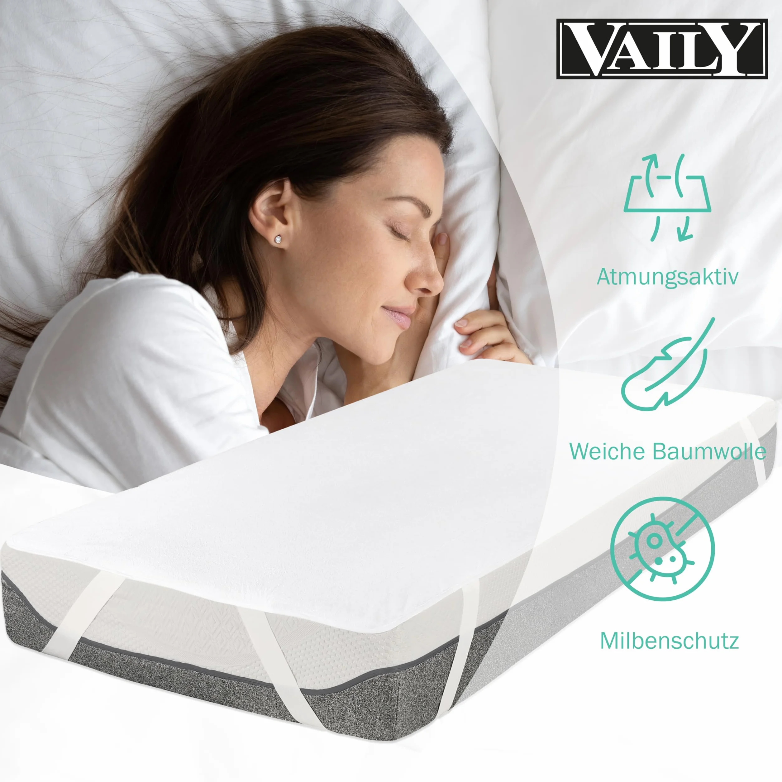 Vaily Ochraniacz na materac 90x200 cm Oeko-Tex wodoodporna oddychająca nakładka