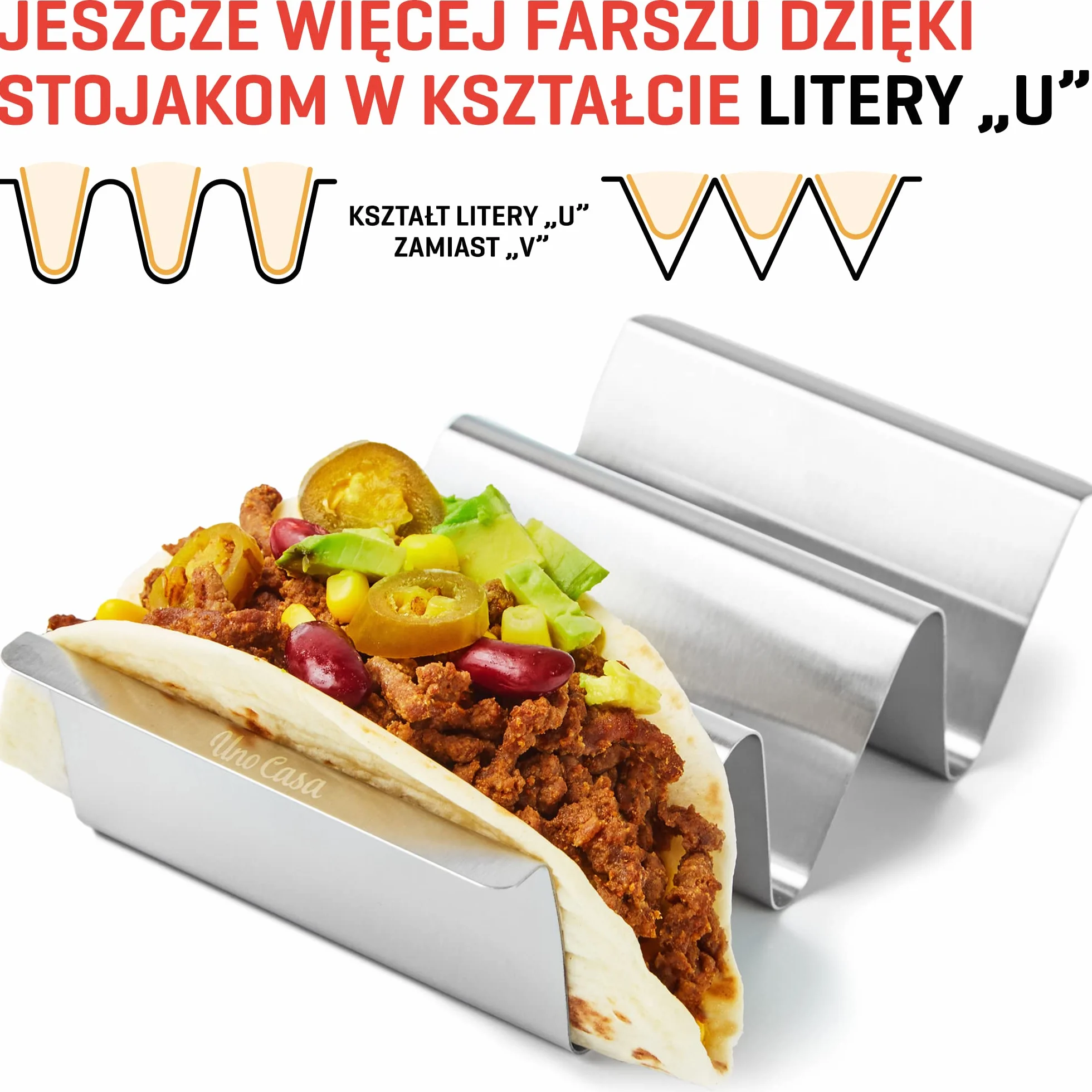 Uno Casa metalowy stojak na tacos zestaw 6 sztuk