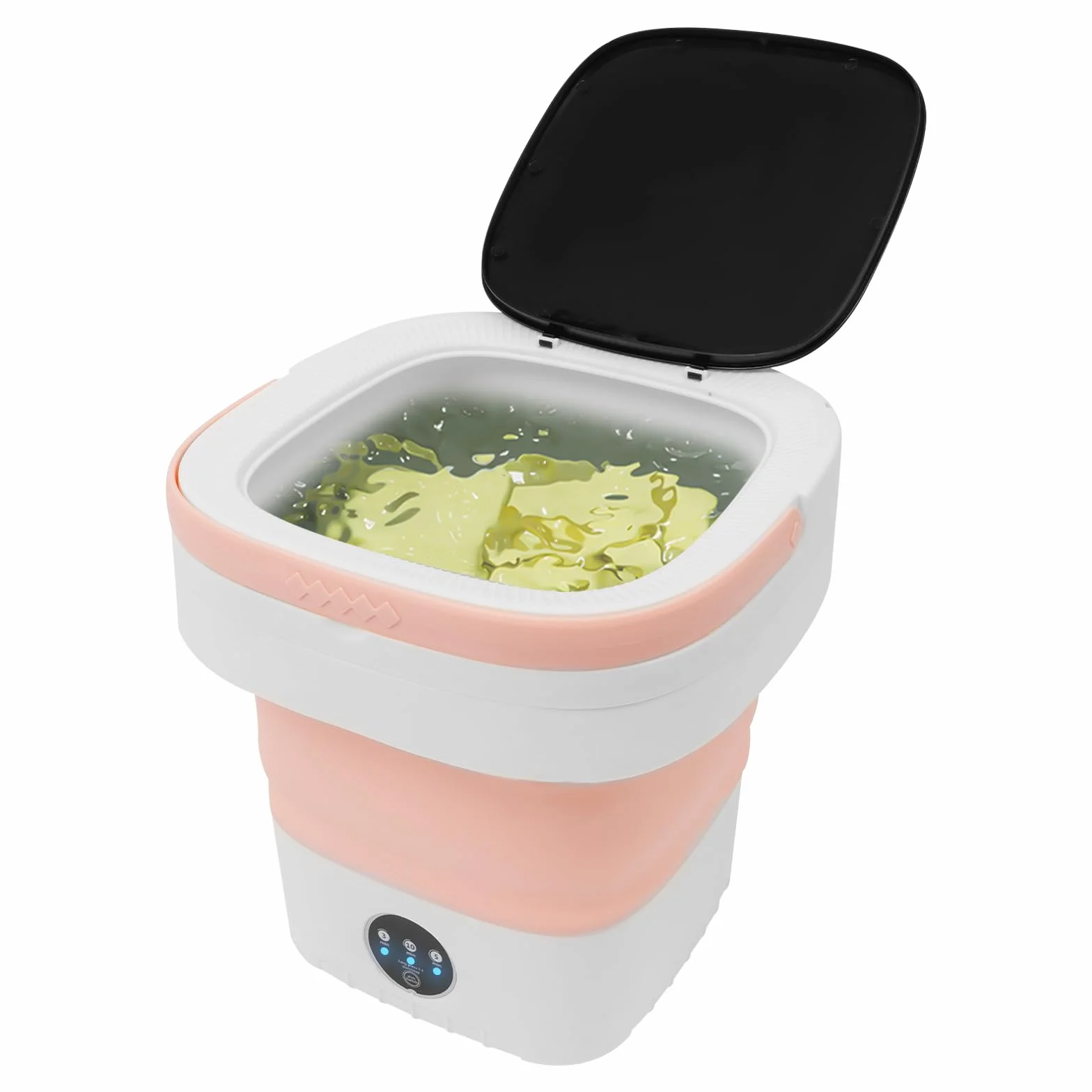Mini pralka, składana, 12 l, przenośna pralka kempingowa z wirowaniem, koszem odpływowym, mała do bielizny, odzieży dla niemowląt, podróży, kampera (różowa)