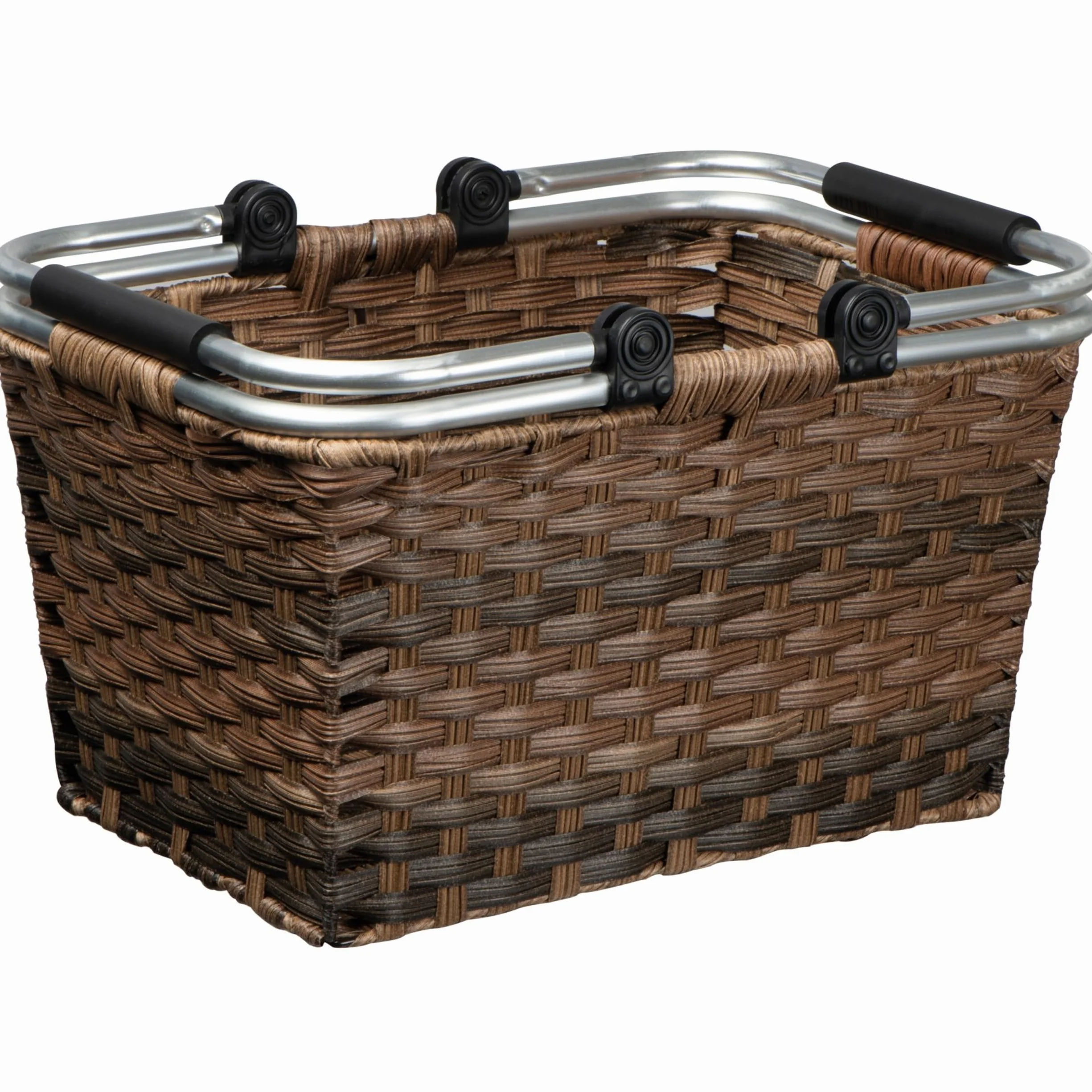Kosz na zakupy rattanowy składany z aluminiowym uchwytem 41x30x25 cm