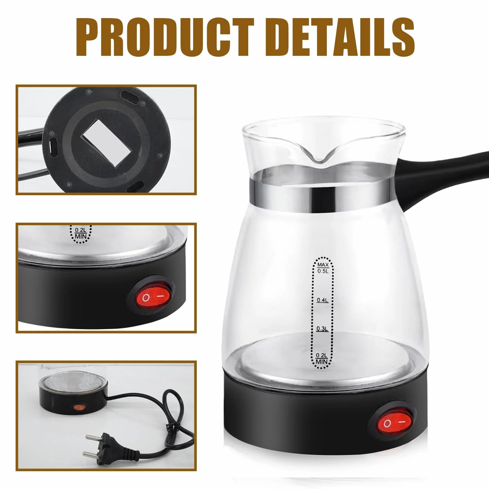 Elektryczny turecki dzbanek do kawy 500 W 500 ml