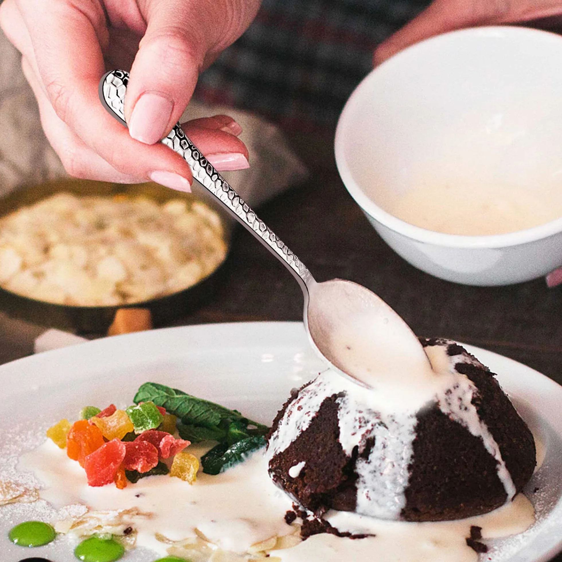 Łyżeczki do kawy, HaWare, 12-częściowy zestaw ze stali nierdzewnej łyżeczki do herbaty i deseru z uchwytem młotkowym, mała łyżeczka do domu, restauracji, kuchni, zaokrąglona krawędź i wypolerowana na