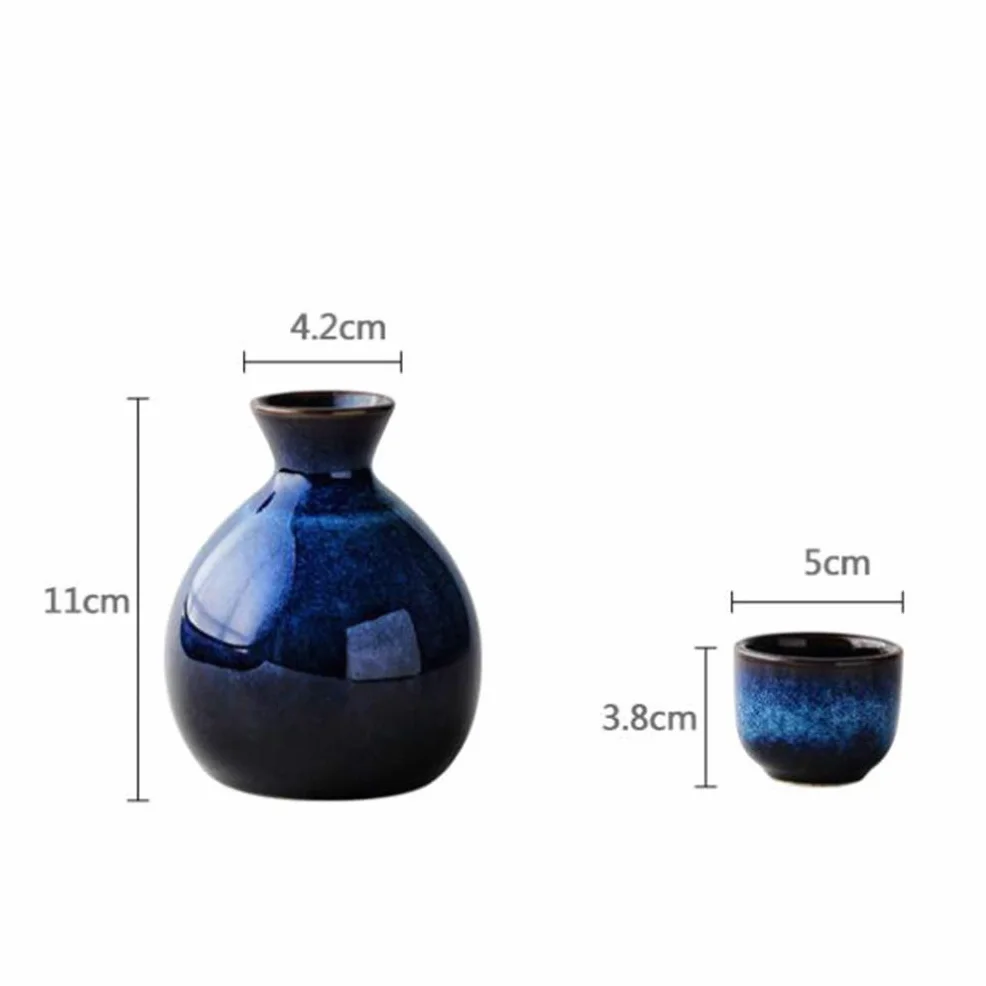 Lurrose Ceramiczny japoński zestaw do sakwy zawiera 1 butelkę Tokkuri i 4 kubki Ochoko na gorącą lub zimną wodę tradycyjny kubek do herbaty