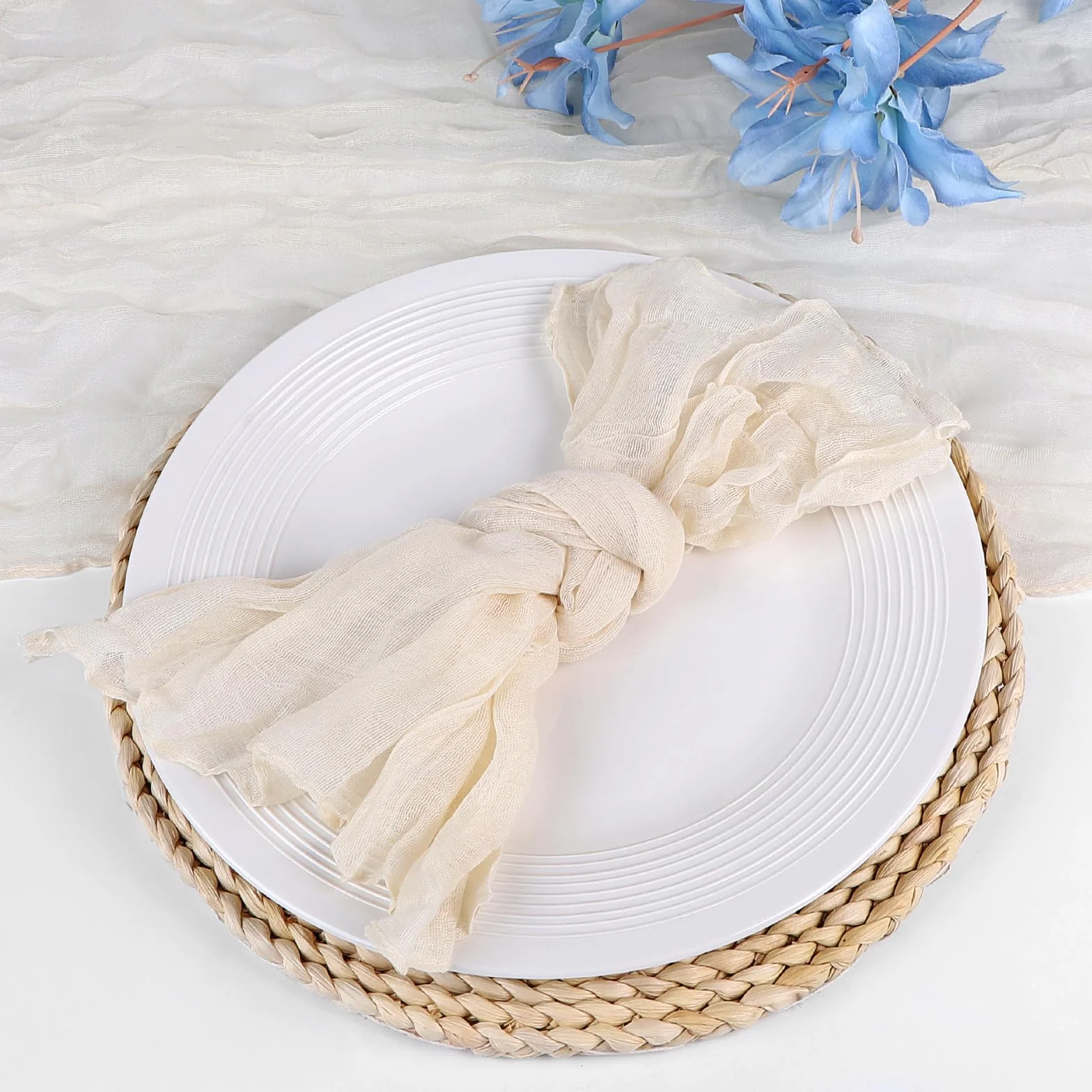 LALAGO 30 szt. 50 cm Beżowe serwetki z gazy, serwetki ścierne, Vintage Boho ręcznie barwione bawełniane kwadratowe serwetki, rustykalne czeskie na imprezy, przyjęcia, przyjęcia weselne