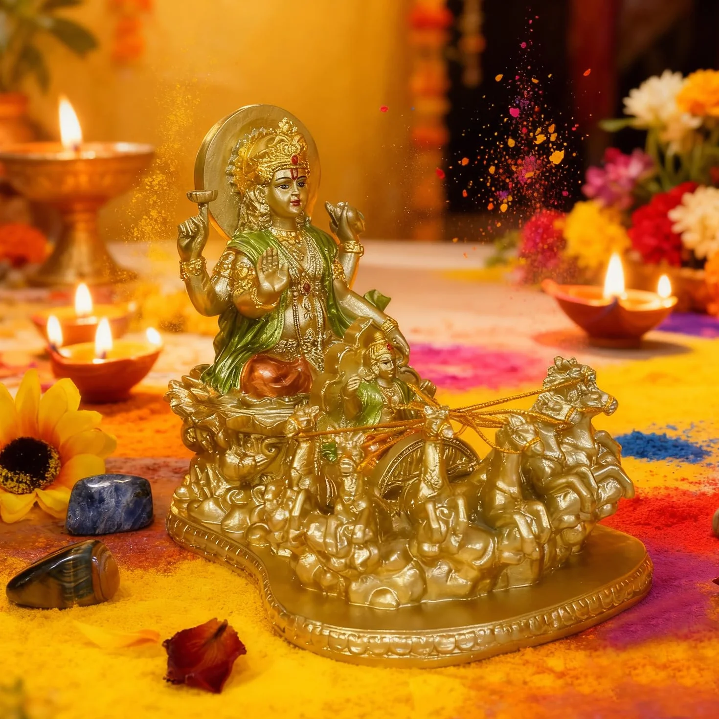 Hinduski bóg lord Surya słońce rzeźba - Indie religijne prezenty rękodzieło indijski bóg suryadev figurka hinduizm murti dom mandir świątynia Pooja przedmiot Diwali ślub powrót prezent Alatr joga wystrój pokoju