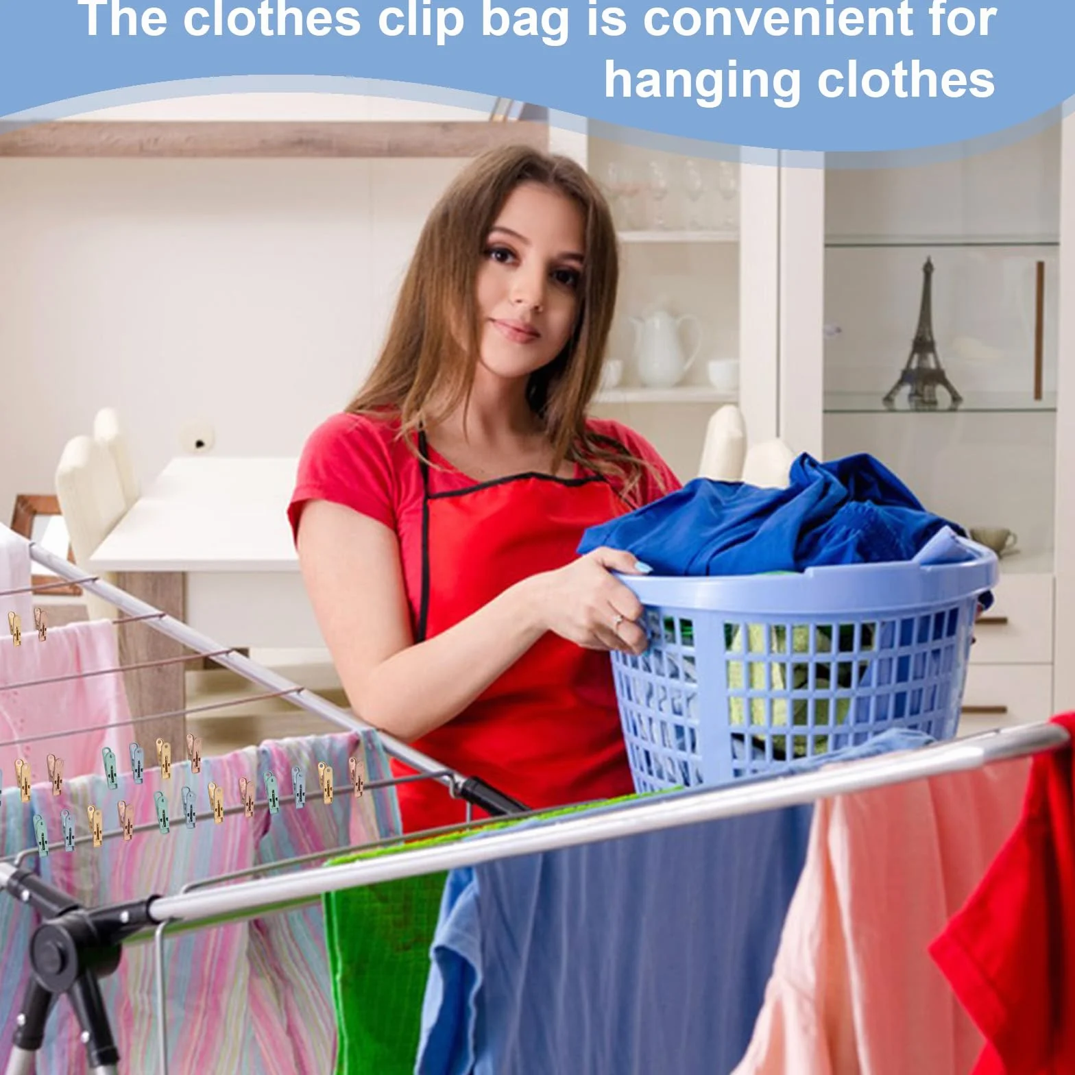 48 sztuk wiatroodpornych na wiatr, kolorowe spinacze do bielizny, plastikowe, bez odcisku, z 2 sztukami spinaczy do bielizny, korbiuru, sznurków do prania i ubrań, skarpet, spinaczy do prania