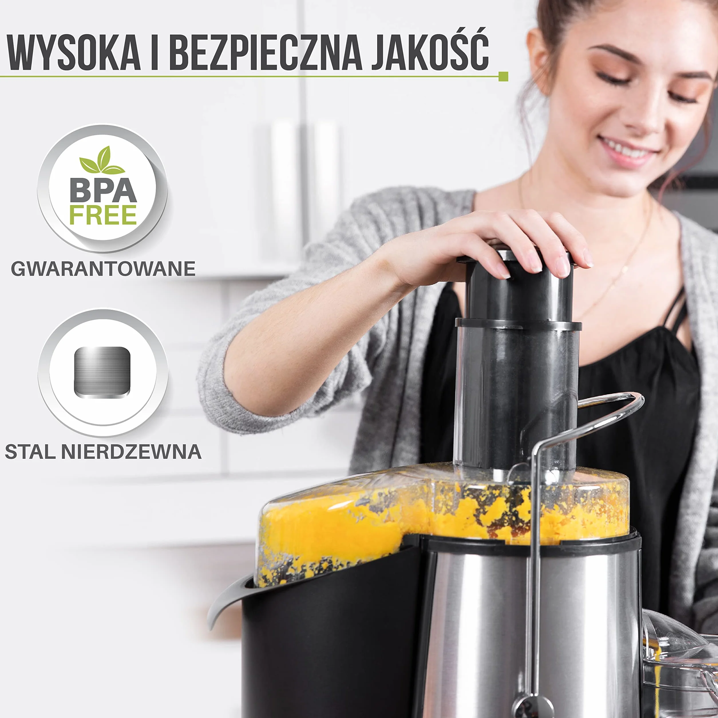 Twinzee Odśrodkowa sokowirówka 850 W 2 poziomy prędkości 75 mm