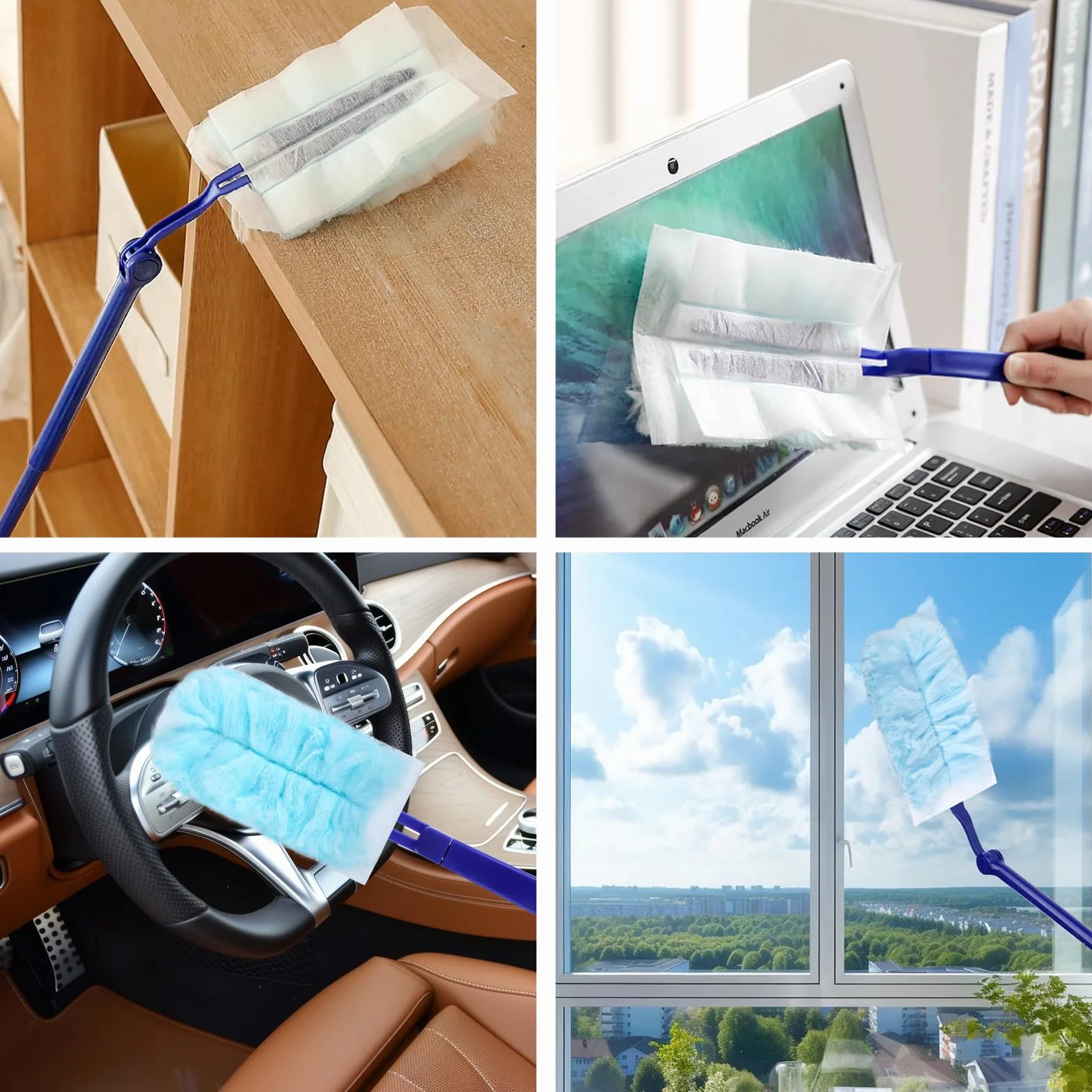 magnes 25 sztuk przeciwpyłowych, zestaw do uzupełniania Swiffer, ściereczki do magnesów Swiffer, opakowanie uzupełniające z 1 uchwytem i 1 drążkiem