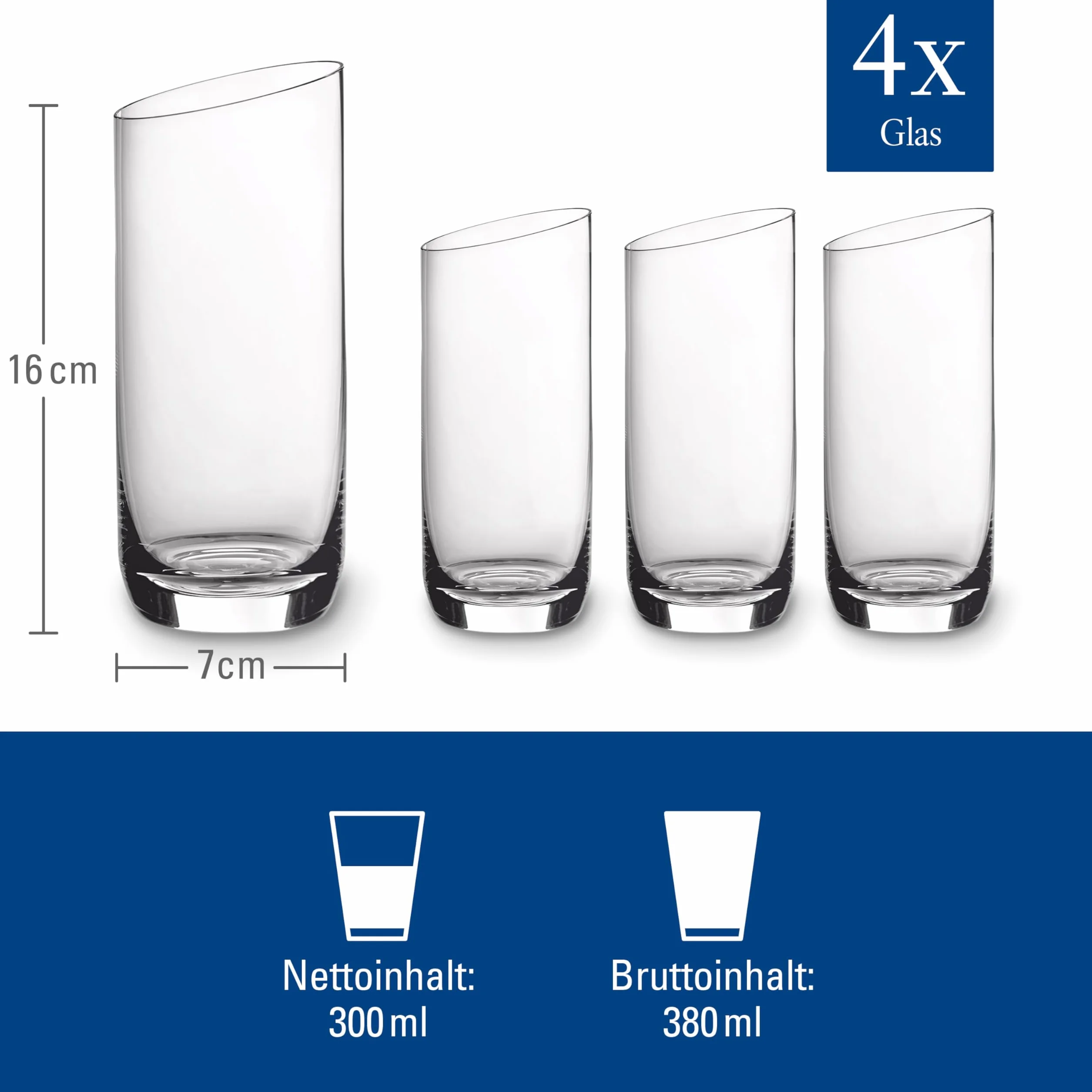 Villeroy und Boch NewMoon 4-Częściowy Zestaw Szklanek do Longdrinków 370 ml