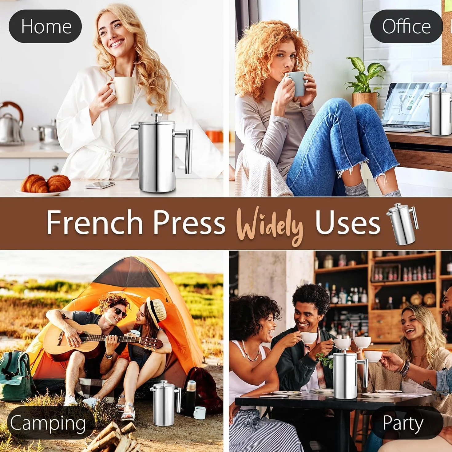 French Press do kawy 350 ml ze stali nierdzewnej podwójne ścianki izolowany
