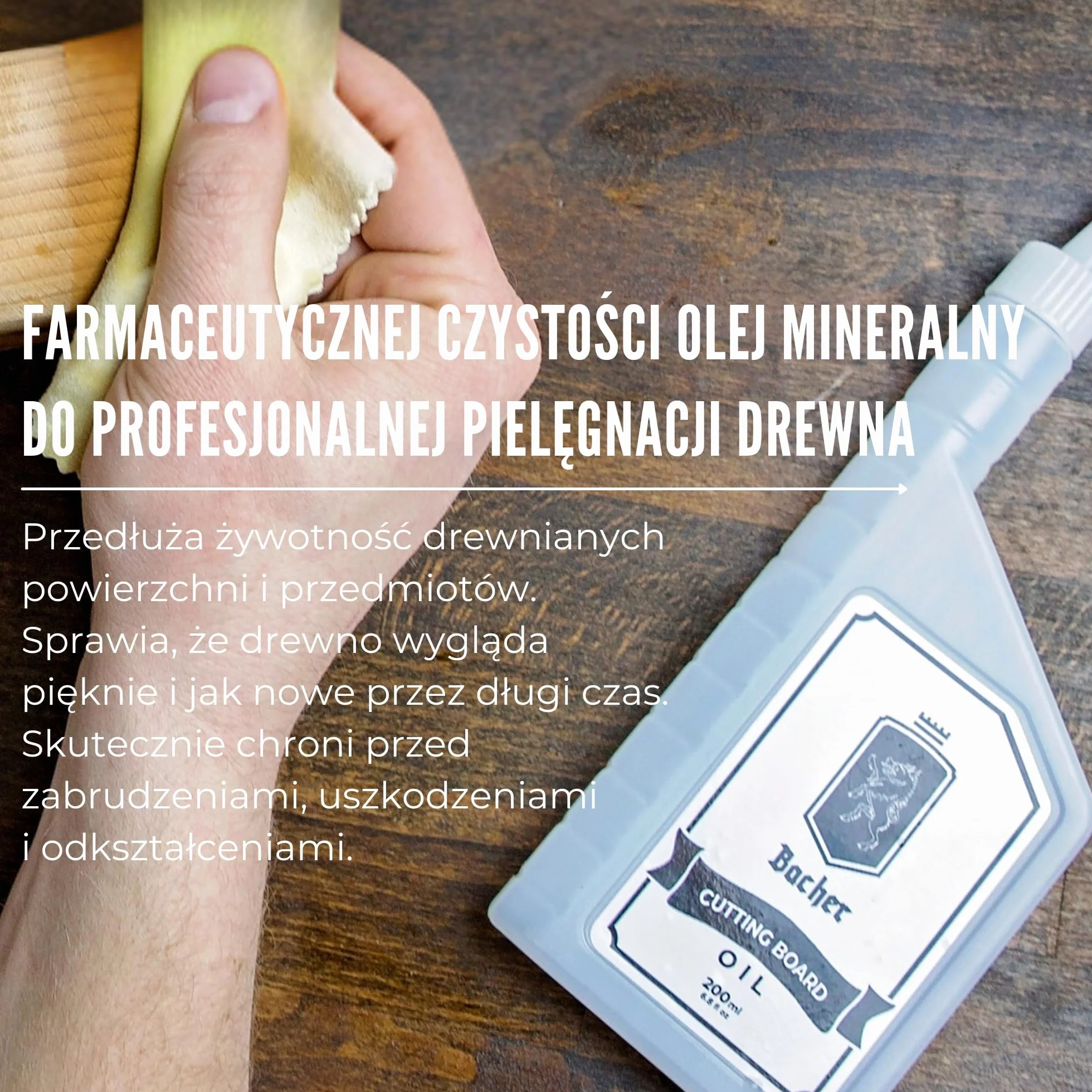 BACHER Olej do Desek do Krojenia - Jakość spożywcza - Naturalna Pielęgnacja Bloków Rzeźniczych, Drewnianych Blatów Kuchennych – 200 ml