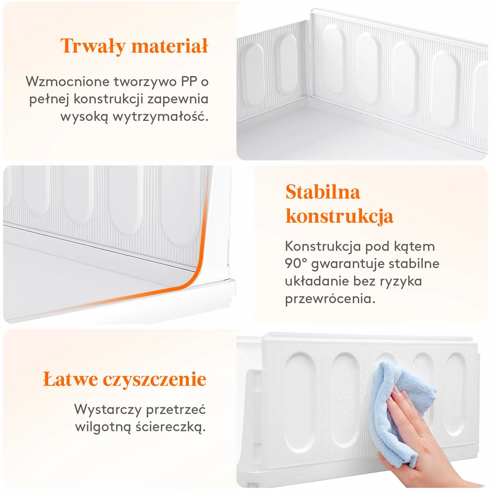 Lifewit 5 Sztuk Organizer do Szafy, Pojemniki na Ubrania, Które Można Ustawiać Jeden na Drugim, Pudełka do Przechowywania Przedmiotów w Kuchni, Łazience i Sypialni, Białe