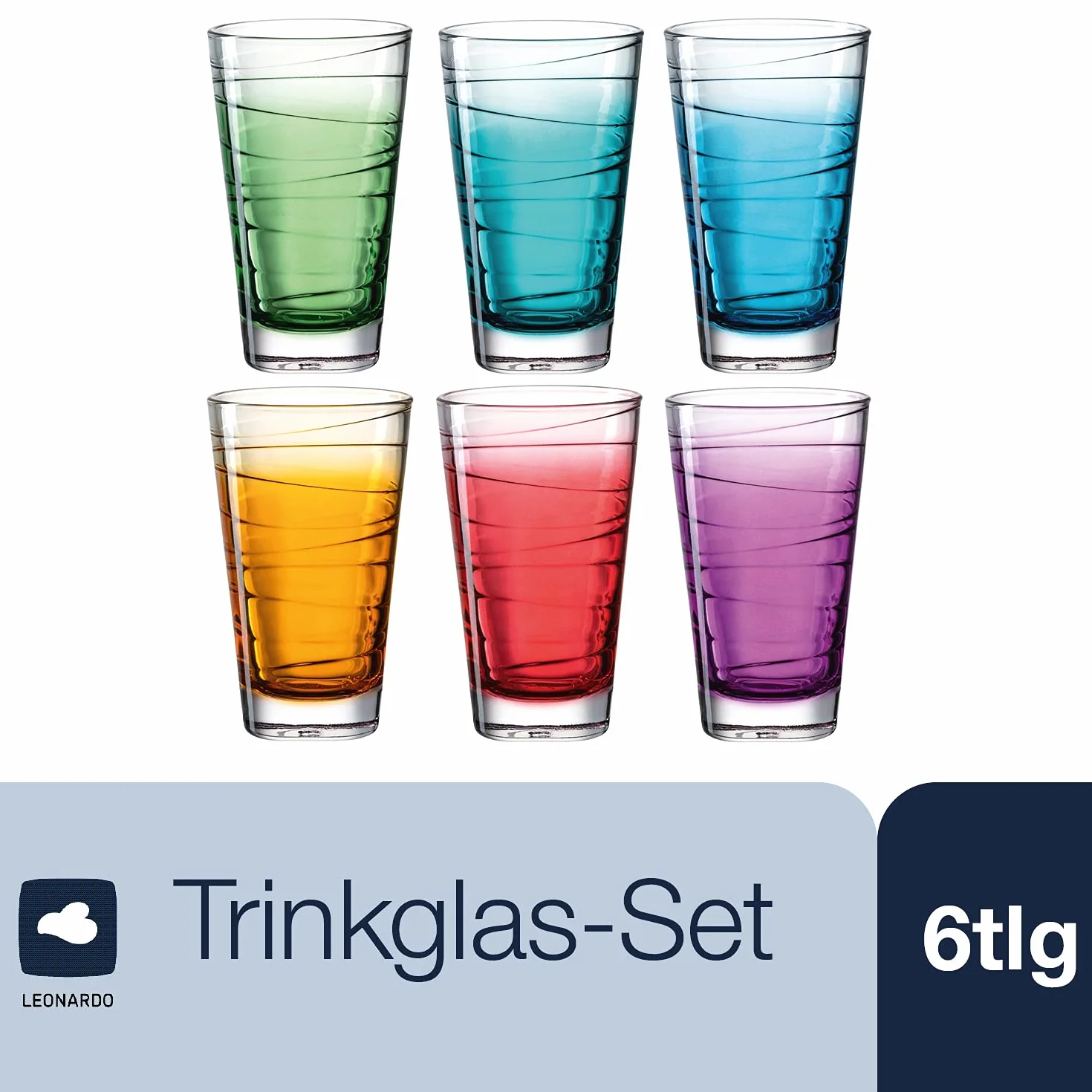 Leonardo Vario Struttura szklanki do picia zestaw 6 sztuk kolorowe kubki ze szkła 280 ml